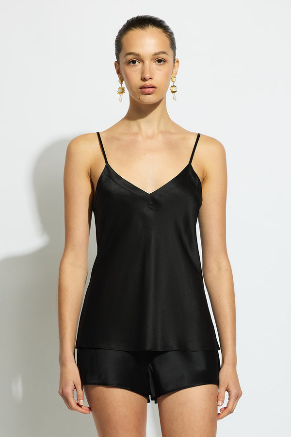100% Silk Cami in Black | GINIA - GINIA