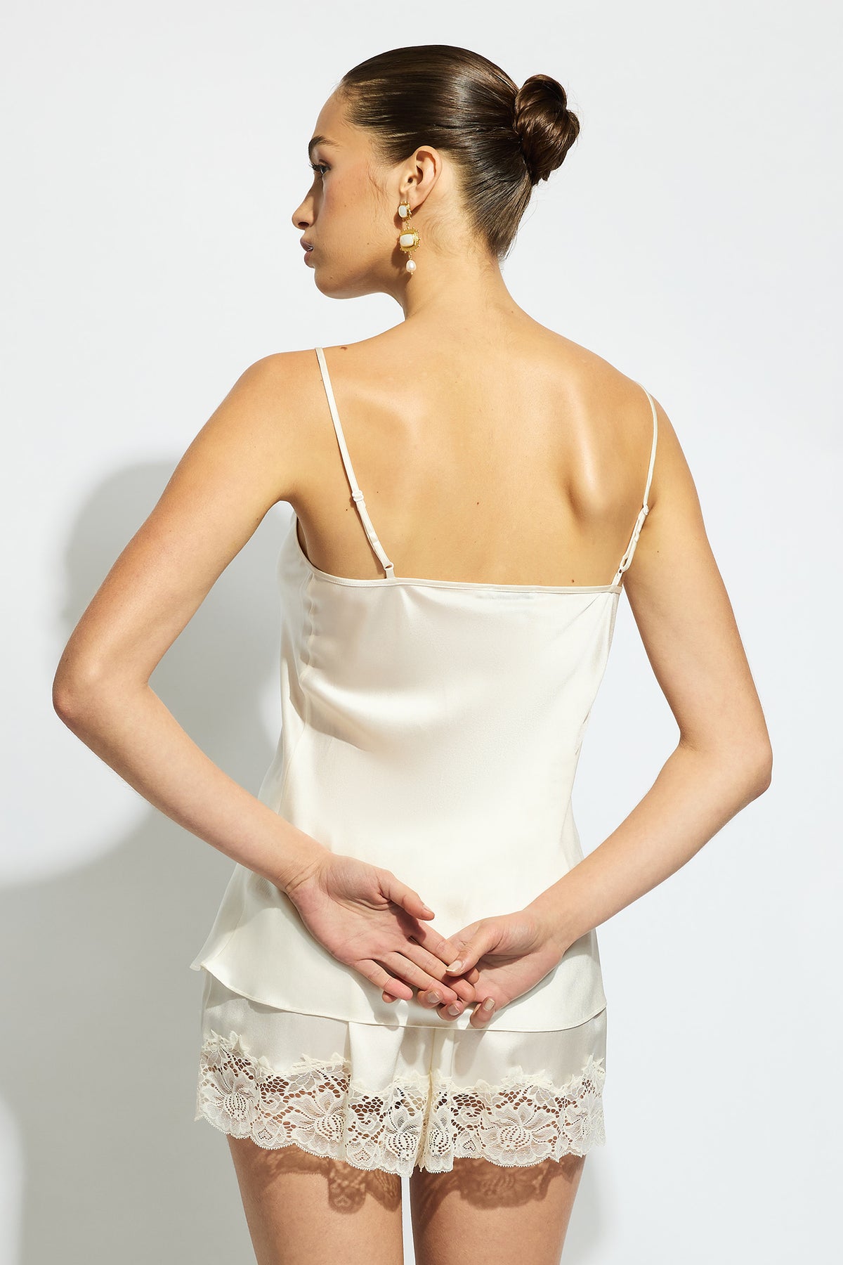 The Silk Lace Cami By GINIA In Creme