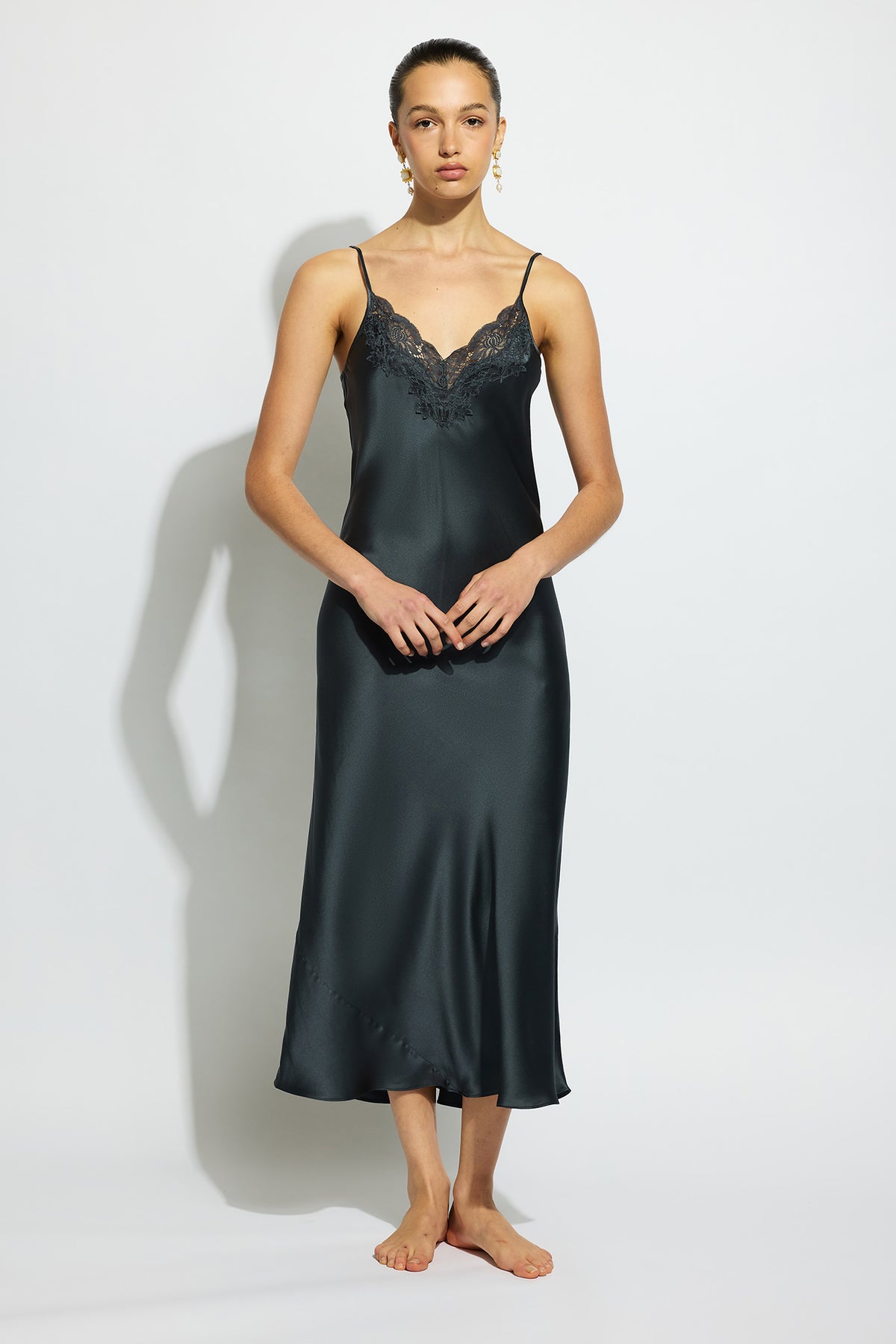 The Silk Lace Slip By GINIA In India Ink