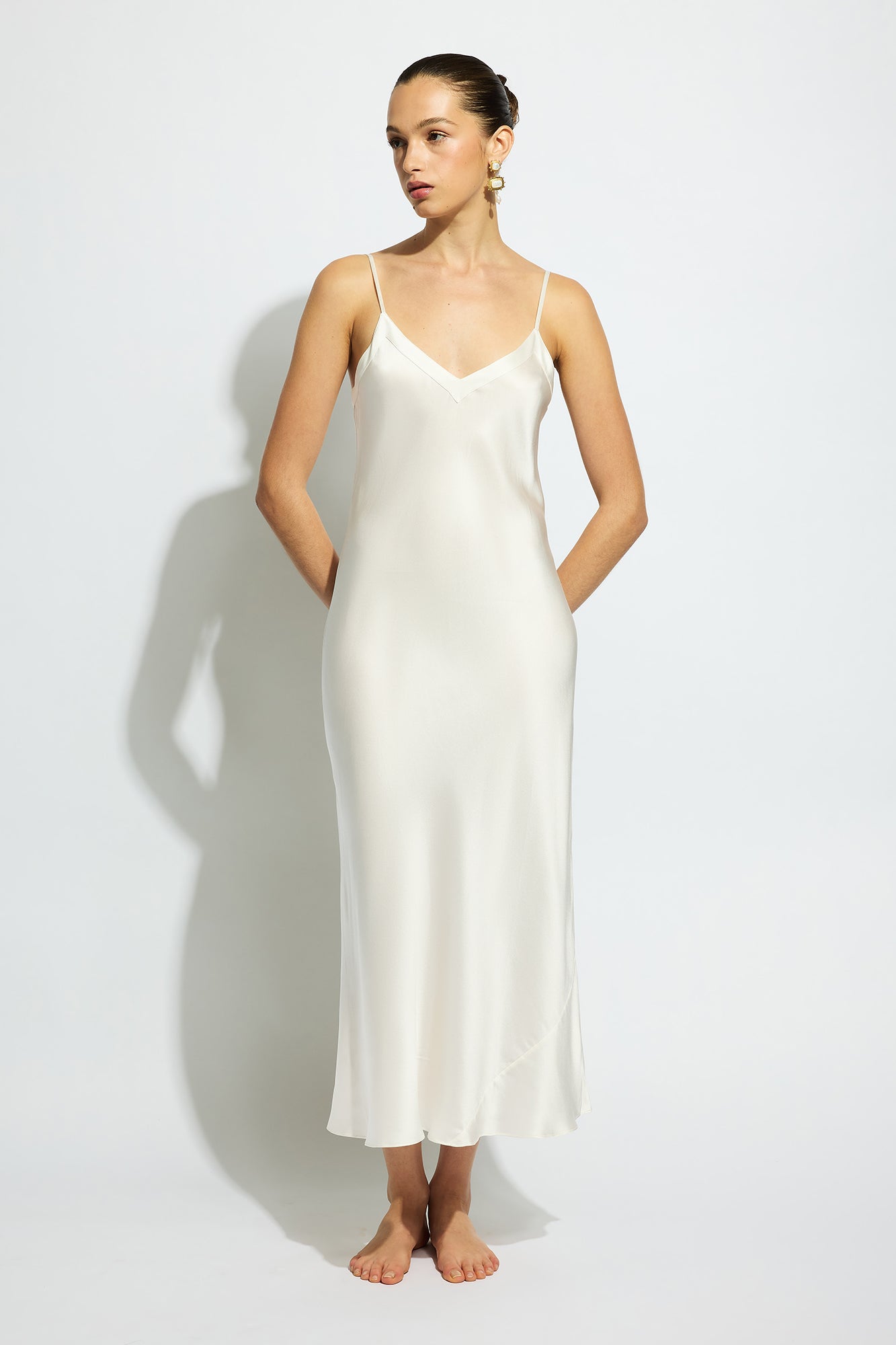 The Silk Slip By GINIA In Creme