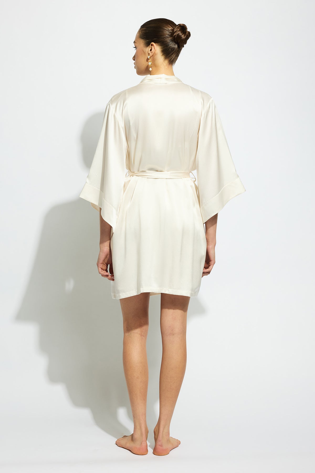 The Silk Wrap Gown By GINIA In Creme
