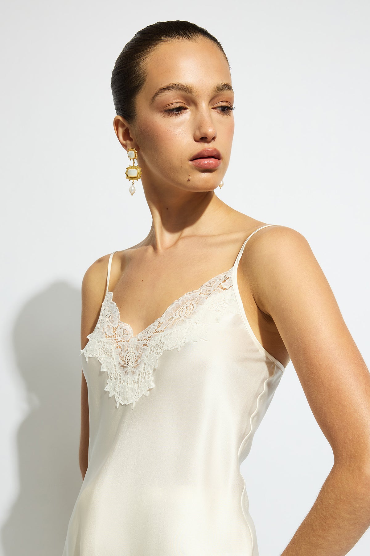 The Silk Lace Cami By GINIA In Creme