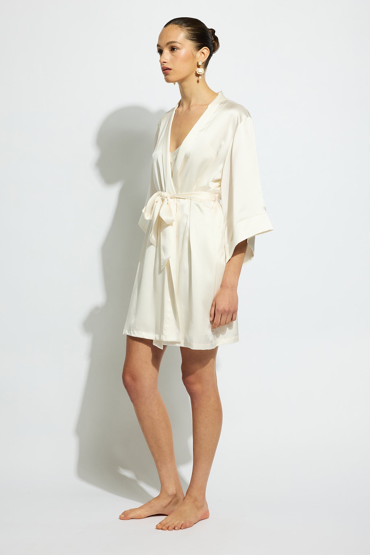 The Silk Wrap Gown By GINIA In Creme