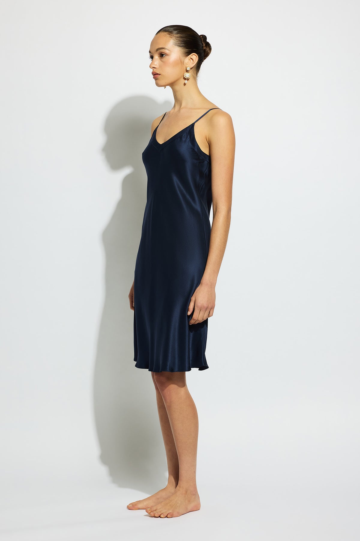 The Silk Midi Slip By GINIA In Midnight