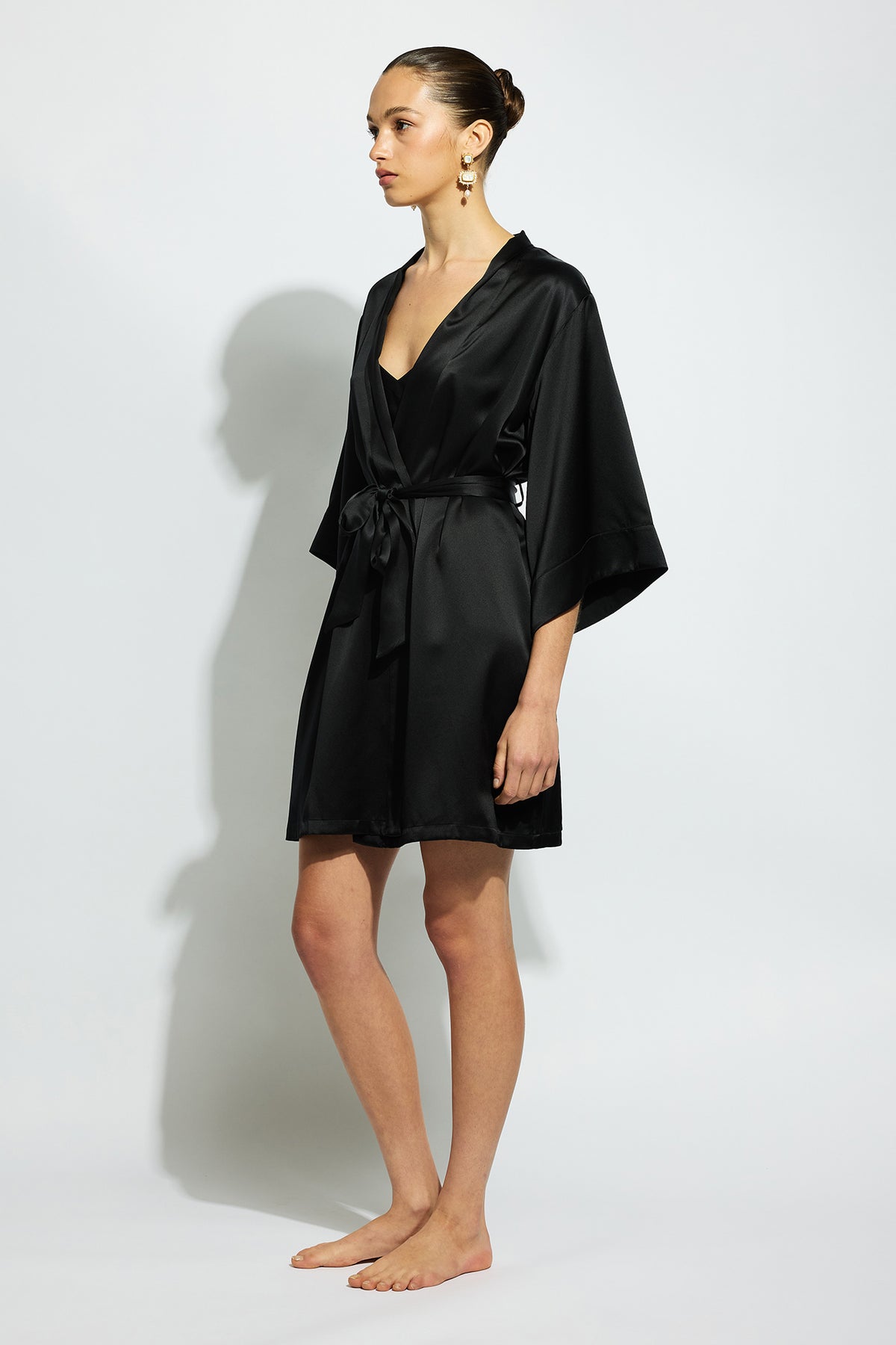 The Silk Wrap Gown By GINIA In Black