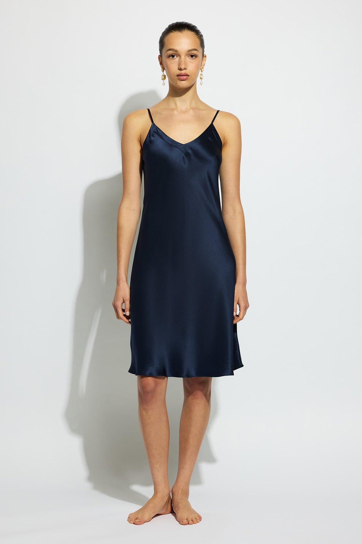 The Silk Midi Slip By GINIA In Midnight