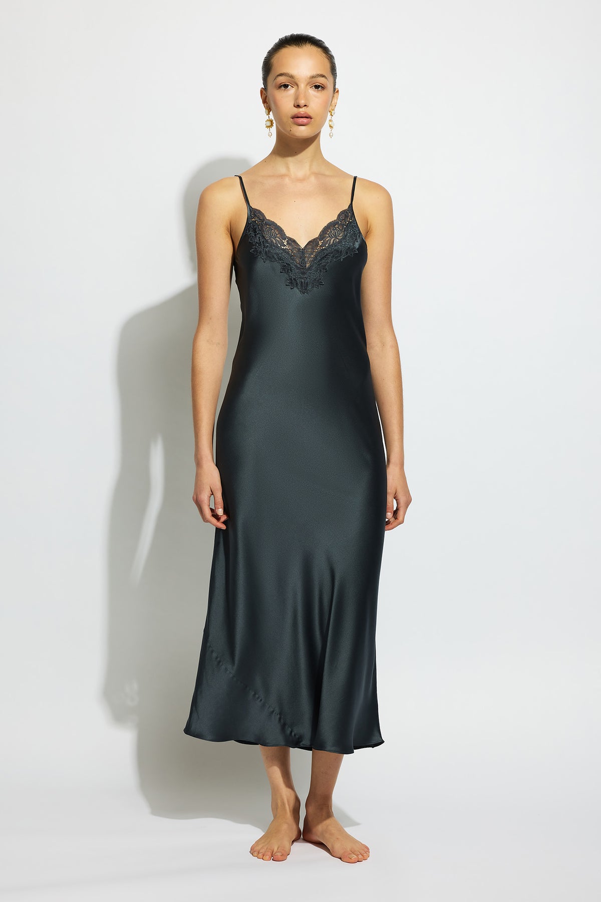 The Silk Lace Slip By GINIA In India Ink