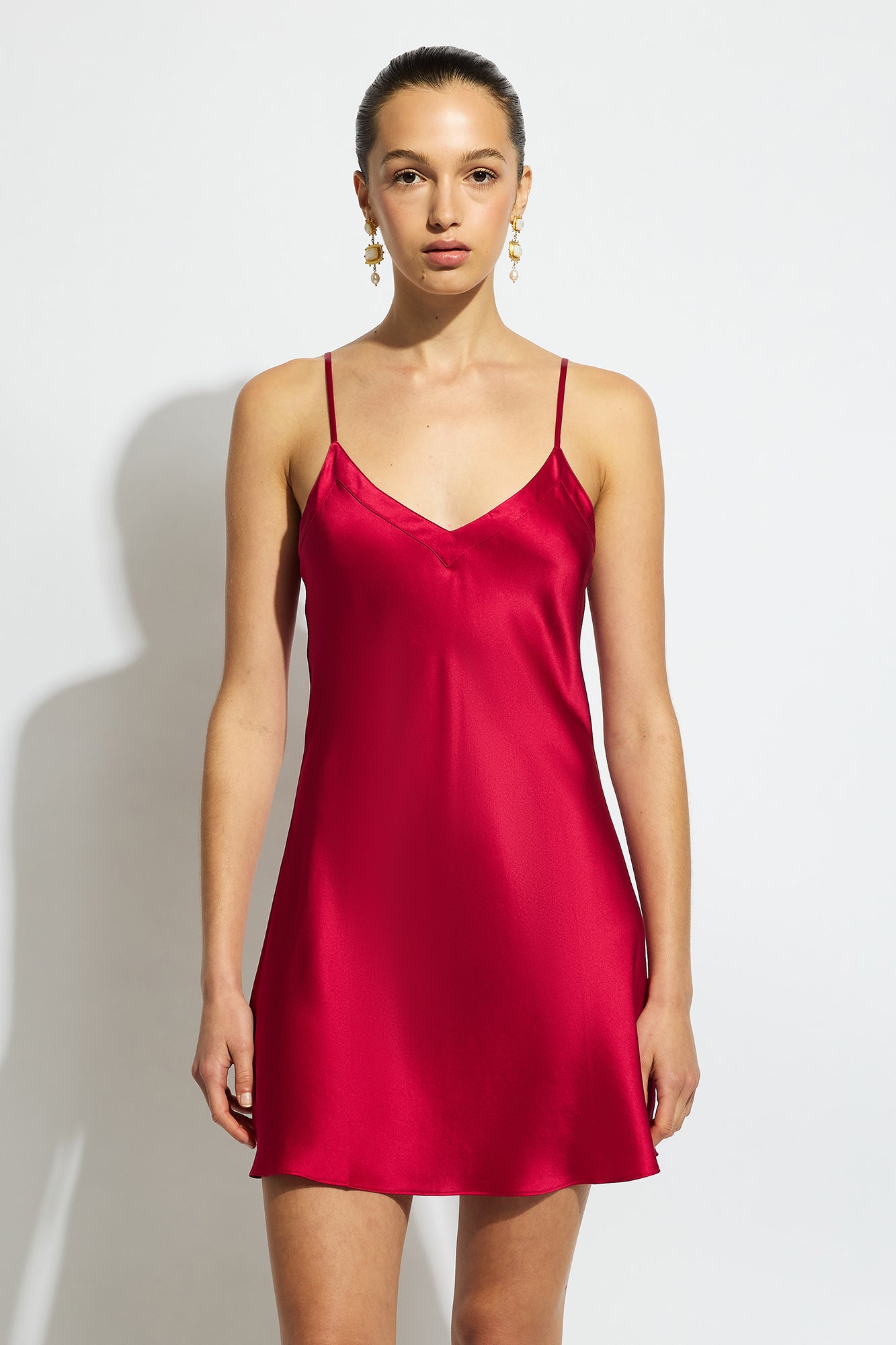 The Silk Chemise By GINIA In Ruby