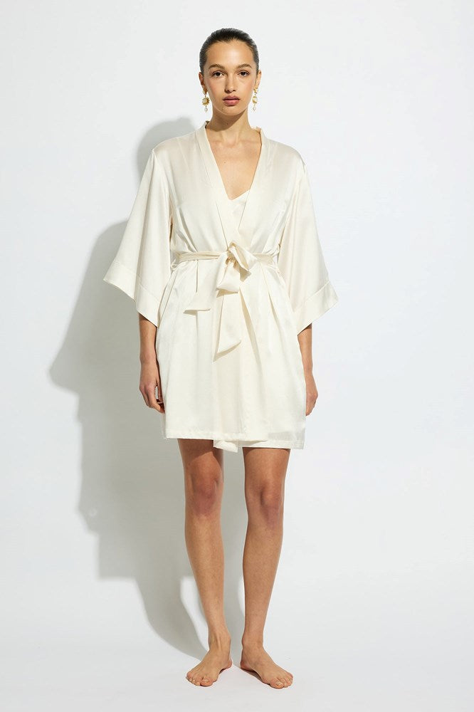 The Silk Wrap Gown By GINIA In Creme