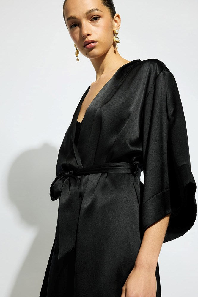 The Silk Wrap Gown By GINIA In Black