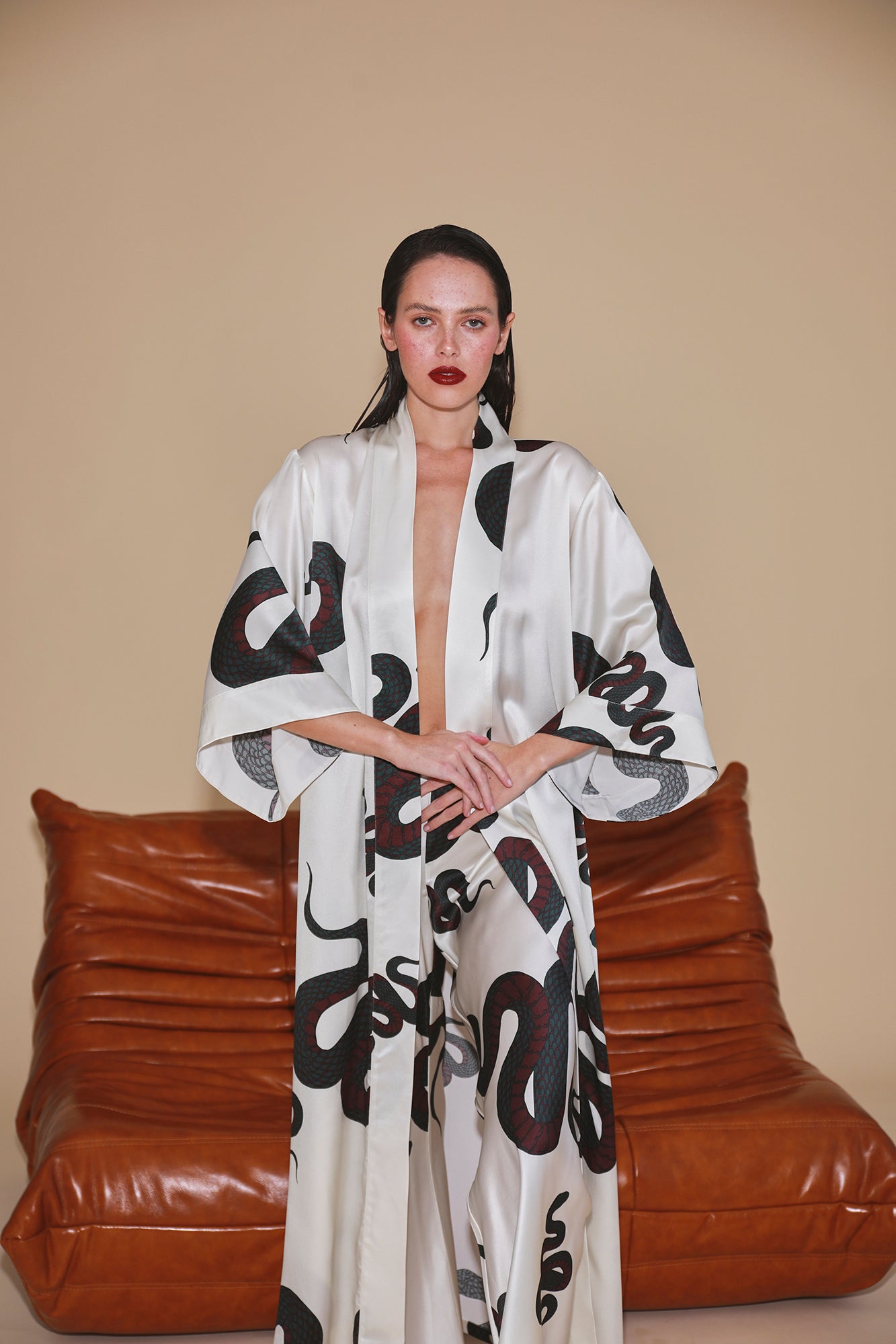 The Valentina Robe By GINIA In Snake Print