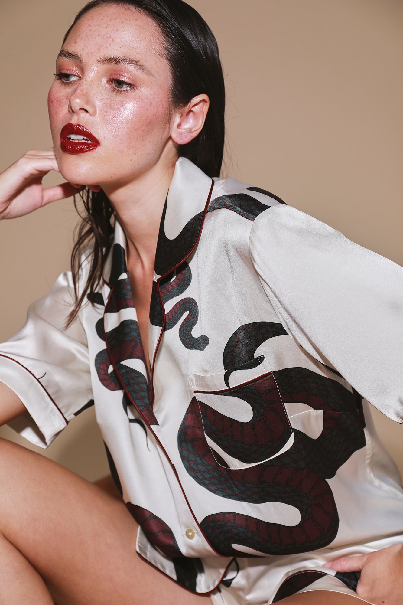 The Short Fine Finishes Pyjama By GINIA In Snake Print