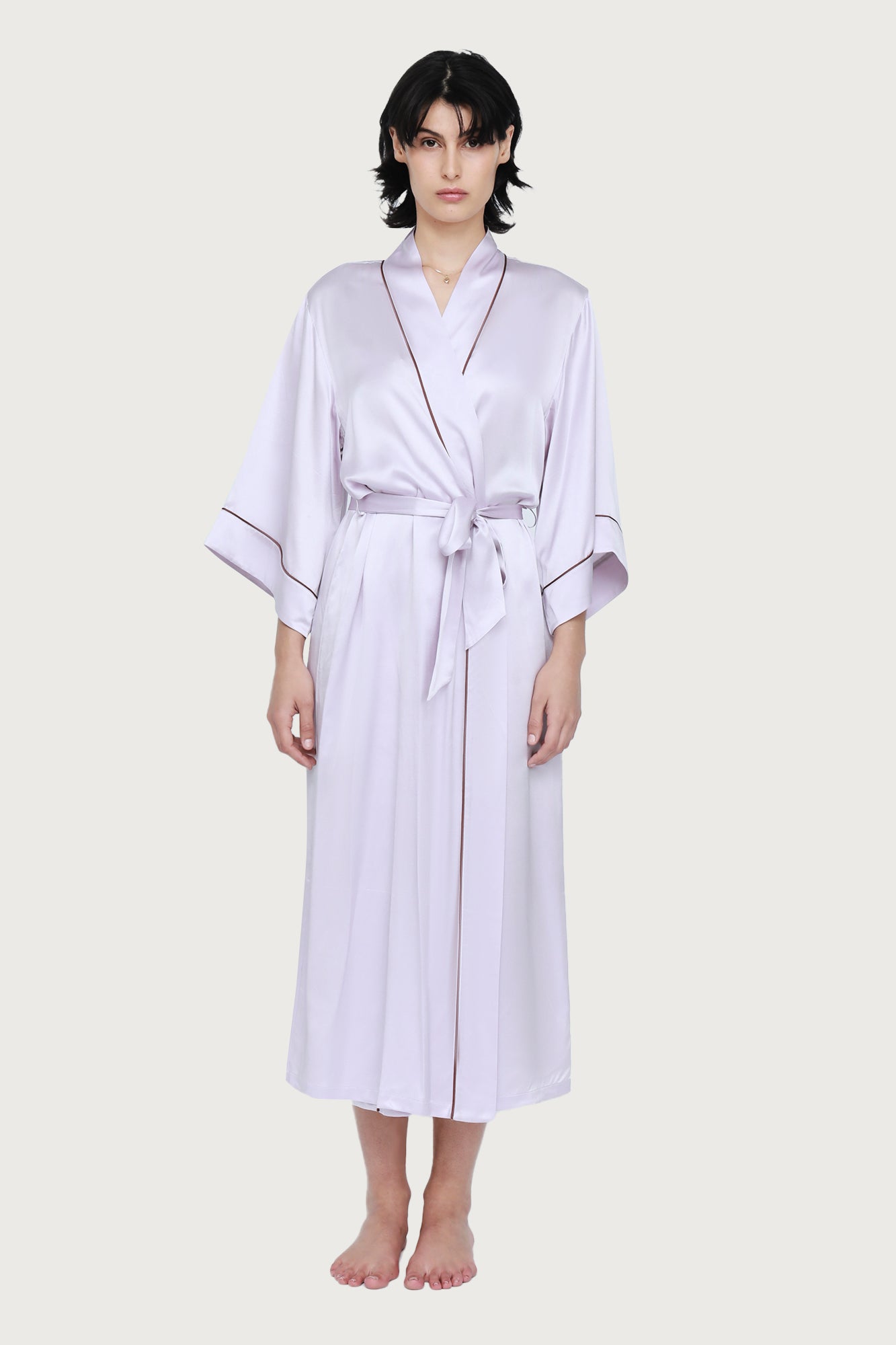 The Silk Robe By GINIA In Lilac Ash