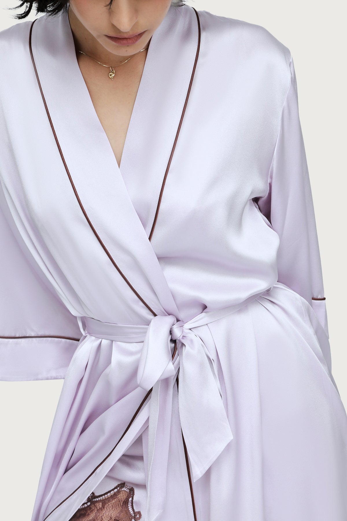 The Silk Robe By GINIA In Lilac Ash