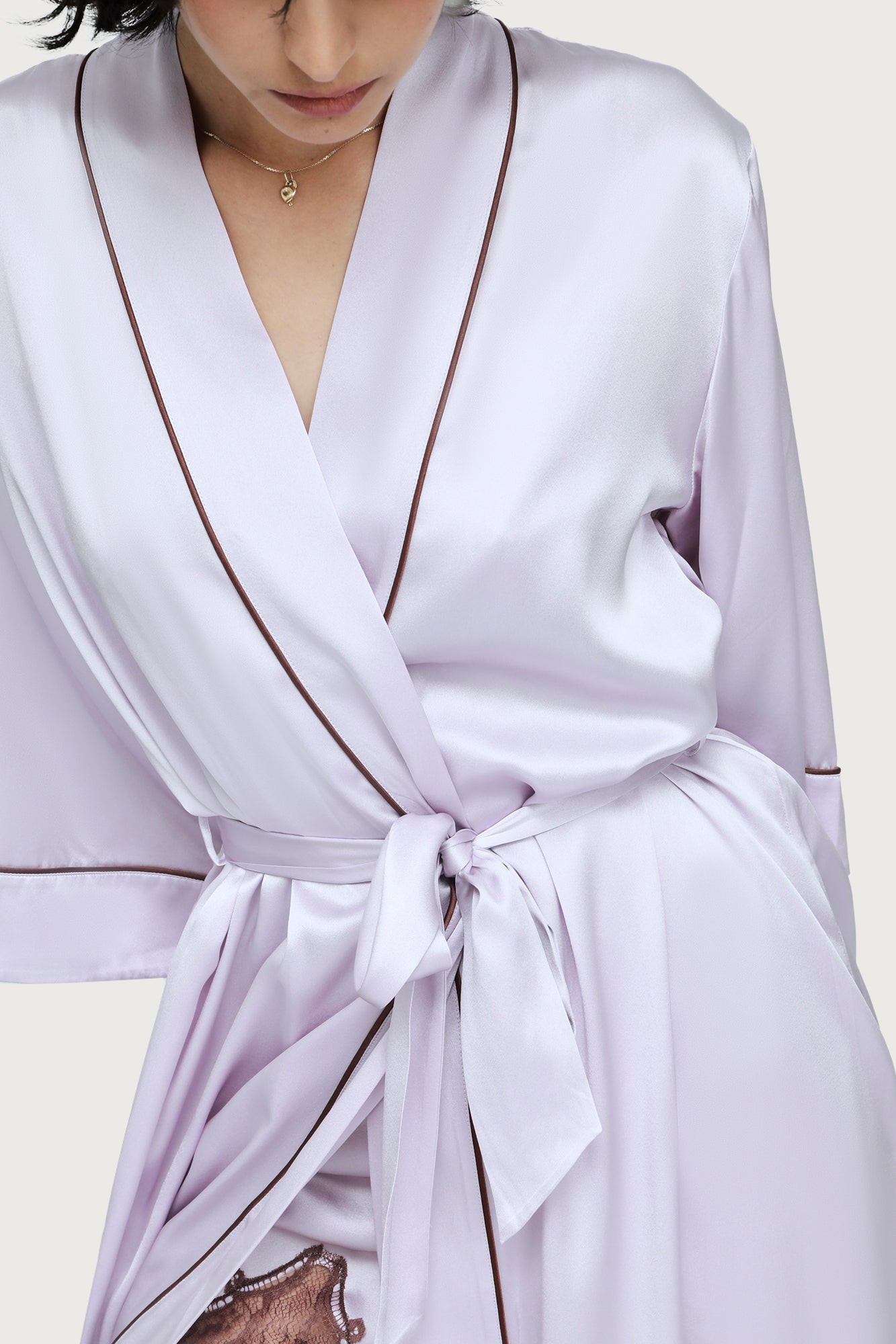 The Silk Robe By GINIA In Lilac Ash