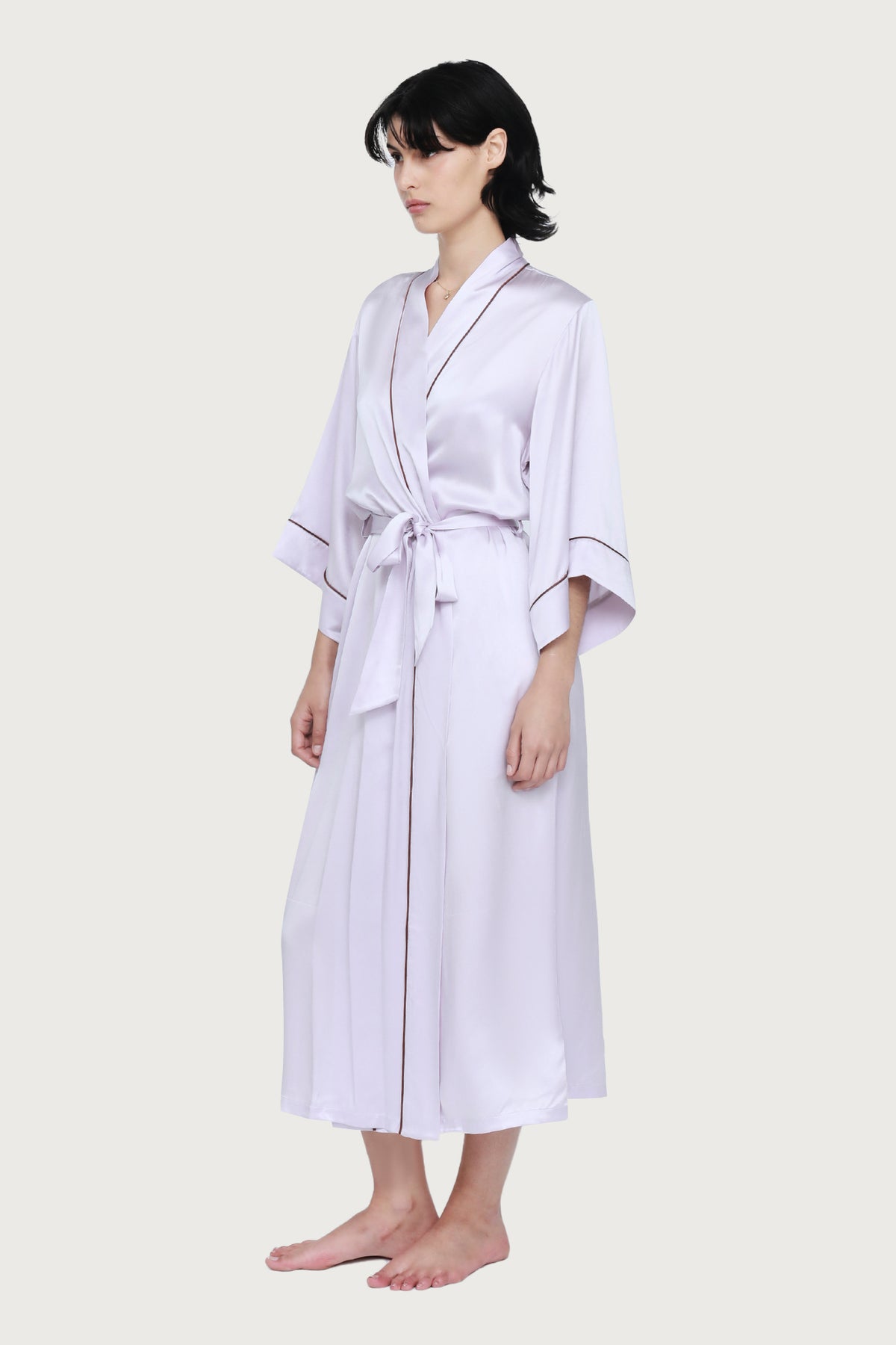 The Silk Robe By GINIA In Lilac Ash