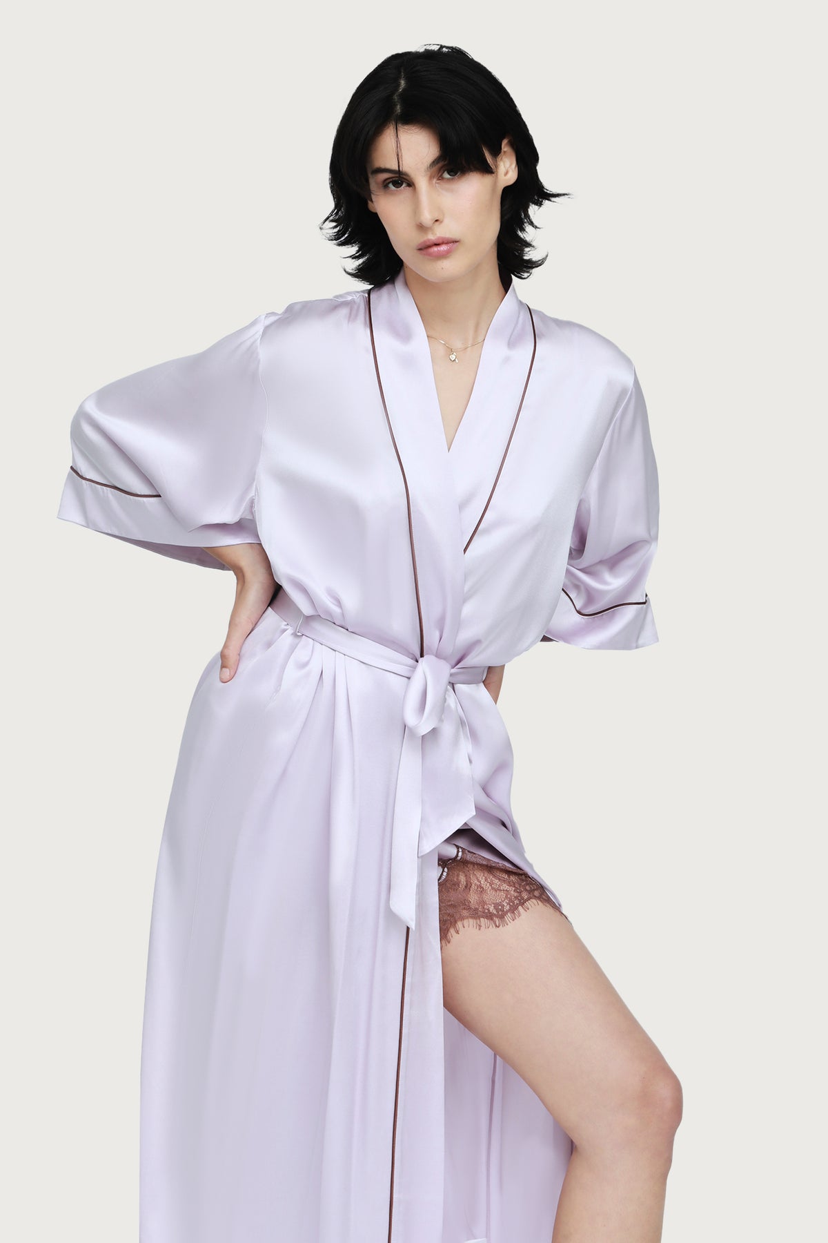 The Silk Robe By GINIA In Lilac Ash