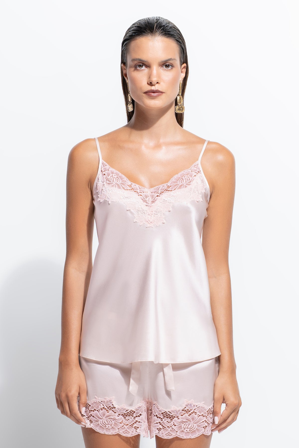 The Silk Lace Cami by Ginia in Pink Salt 