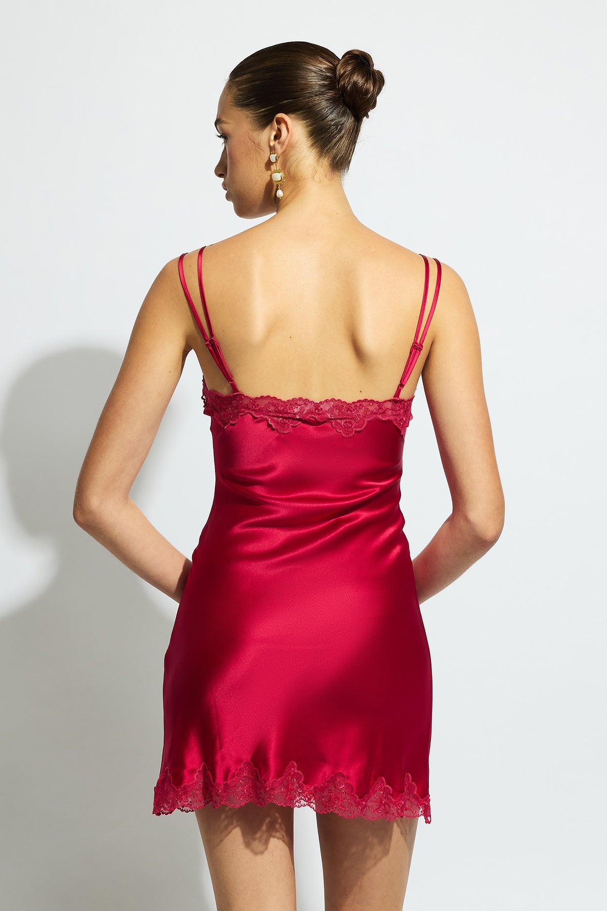 The Silk Pintuck Chemise By GINIA In Ruby