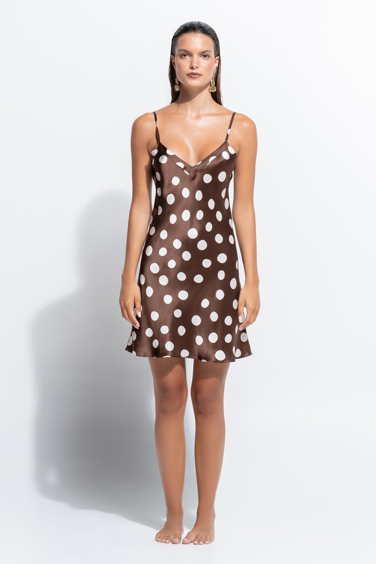 The Silk Chemise by Ginia in Polka Dot Print 