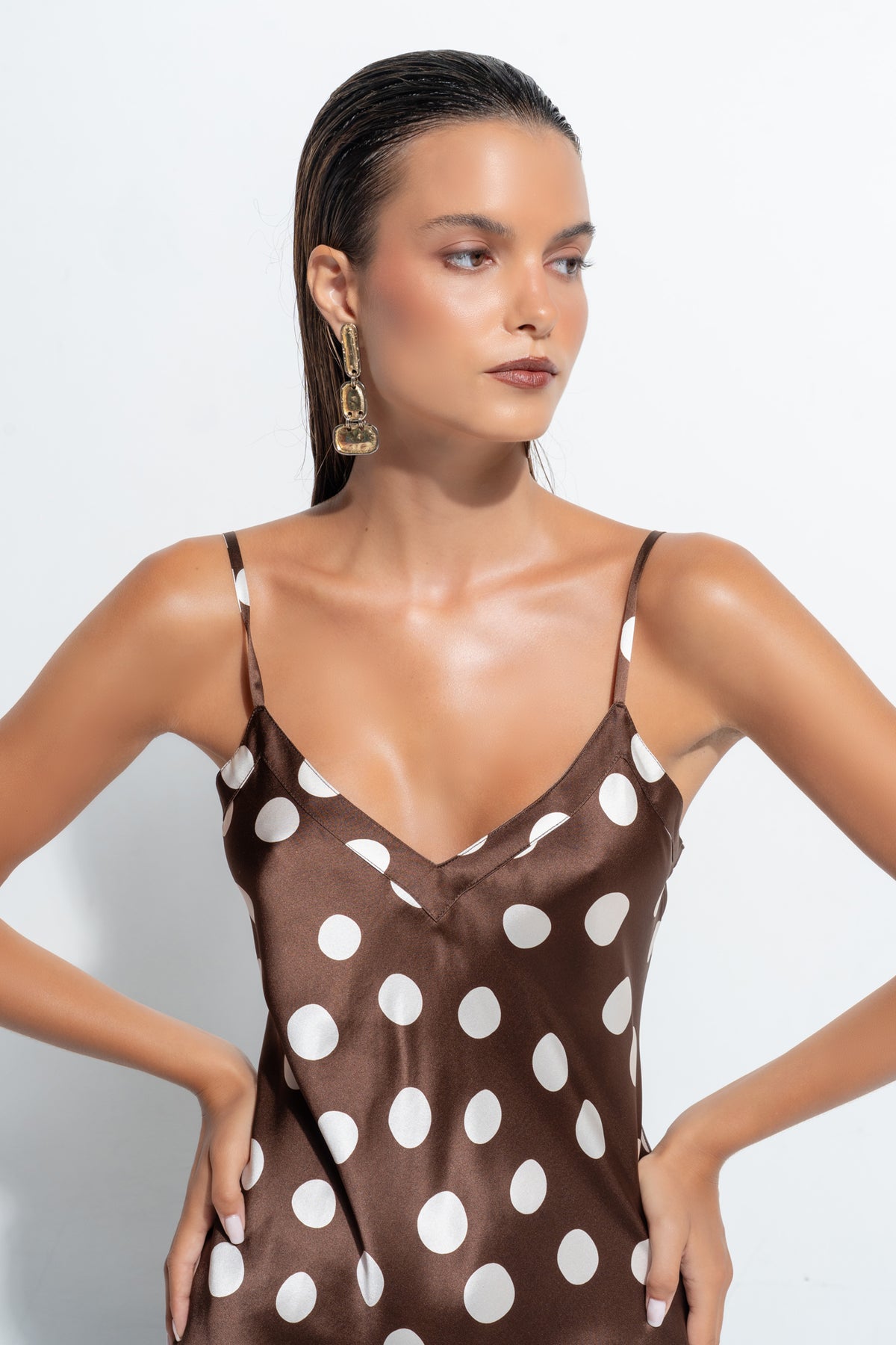 The Silk Chemise by Ginia in Polka Dot Print 