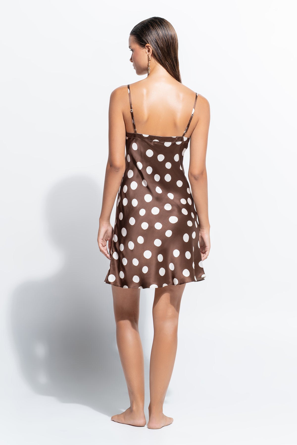 The Silk Chemise by Ginia in Polka Dot Print 