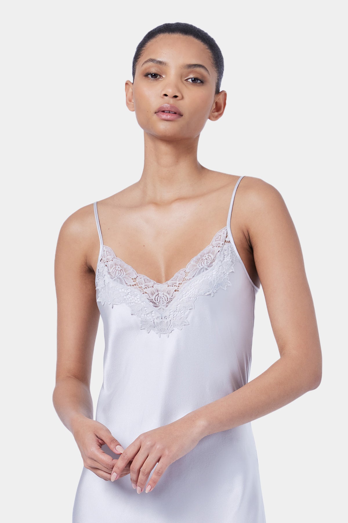 Silk Lace Slip in Silver GINIA GINIA - Main Image