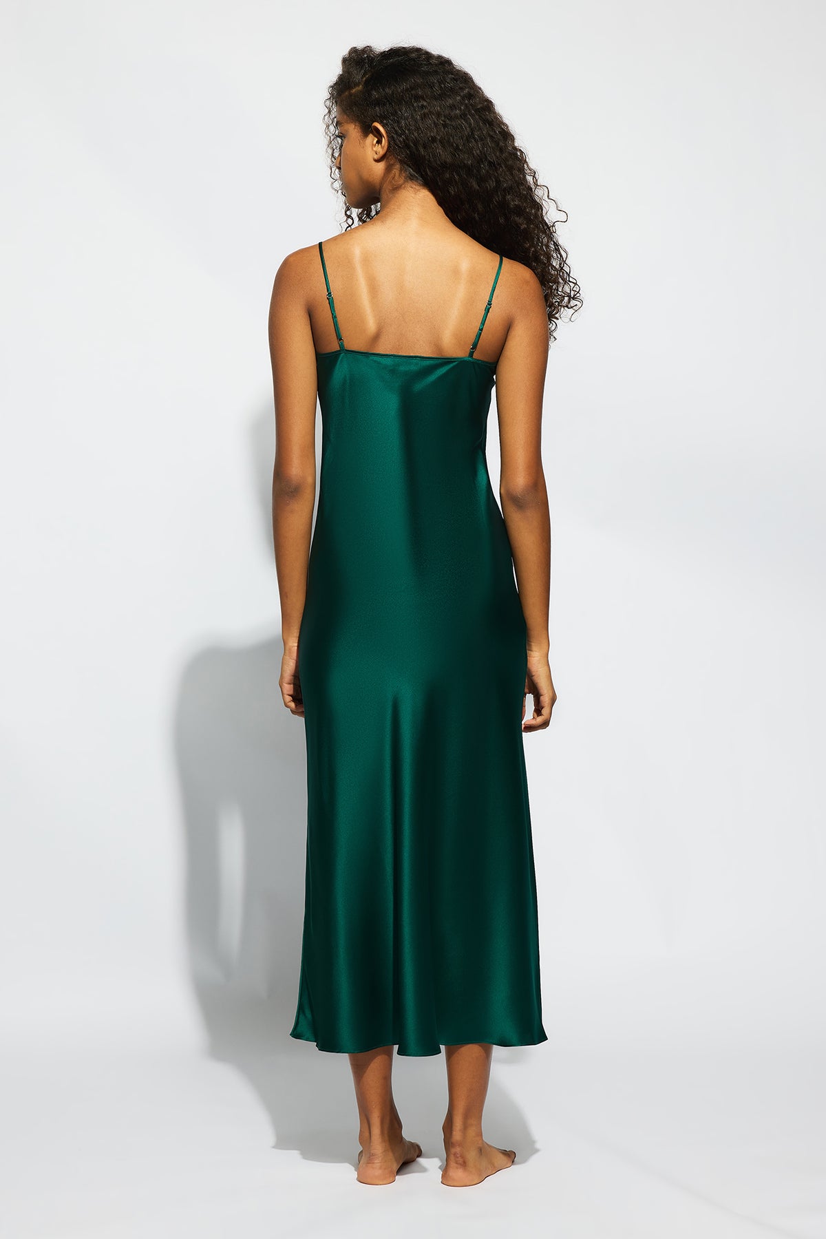 The Silk Lace Slip By GINIA In Emerald