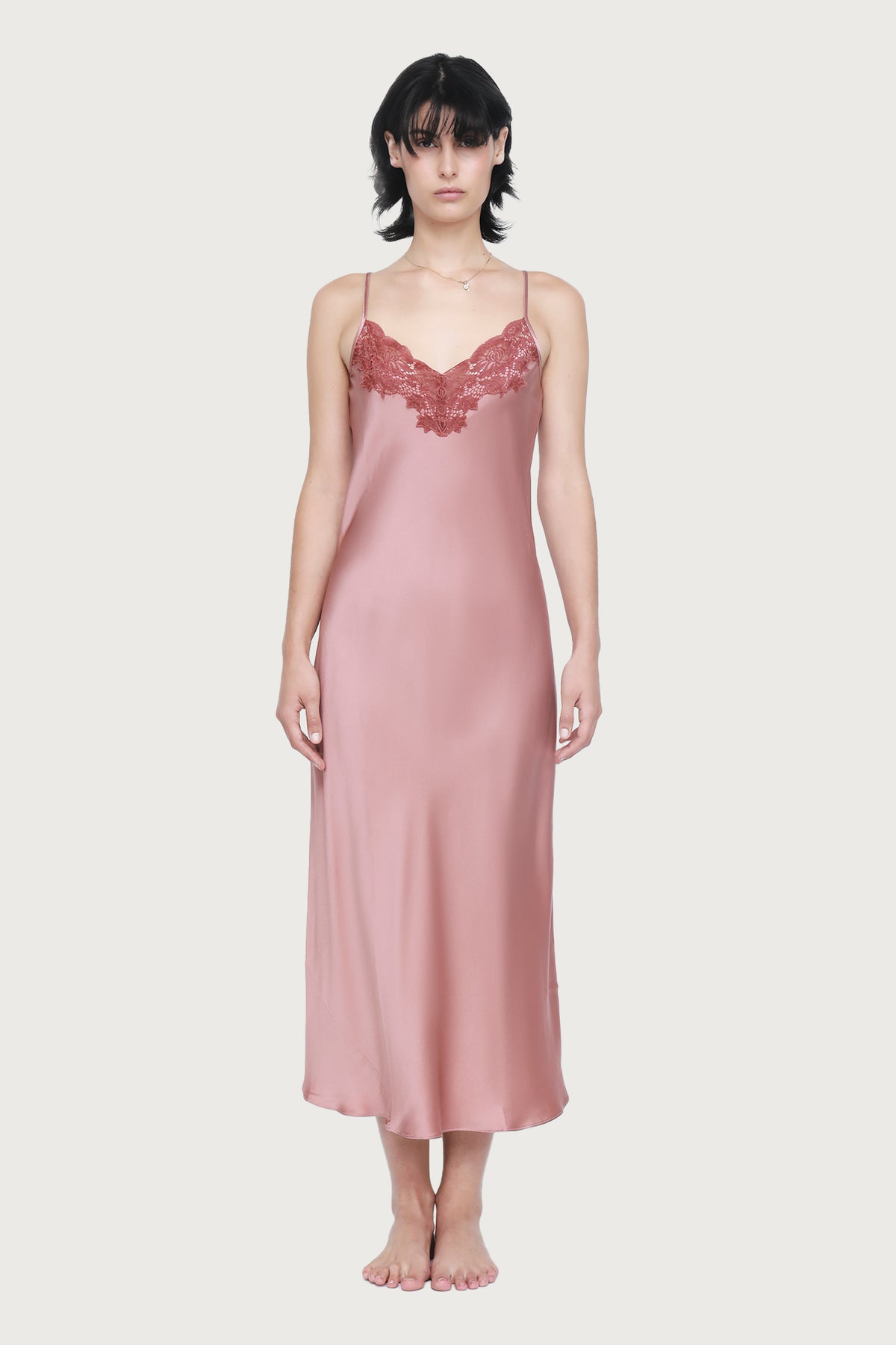 Silk Lace Slip by Ginia in Mauve 