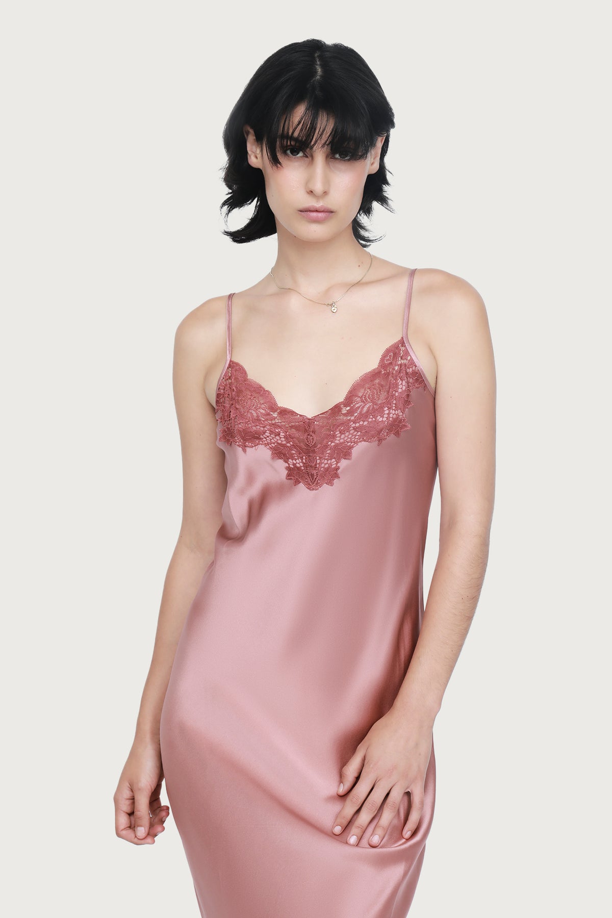 Silk Lace Slip by Ginia in Mauve