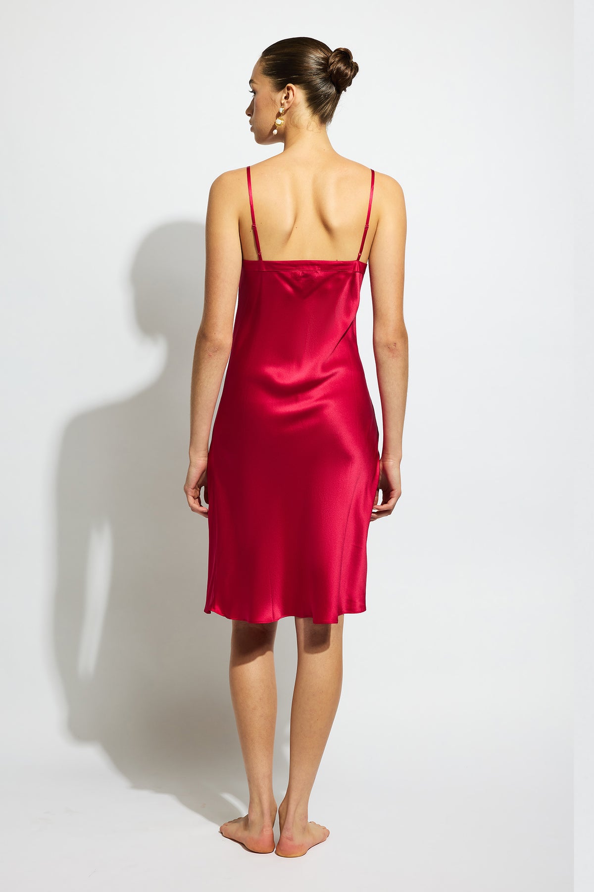 The Silk Midi Slip By GINIA In Ruby