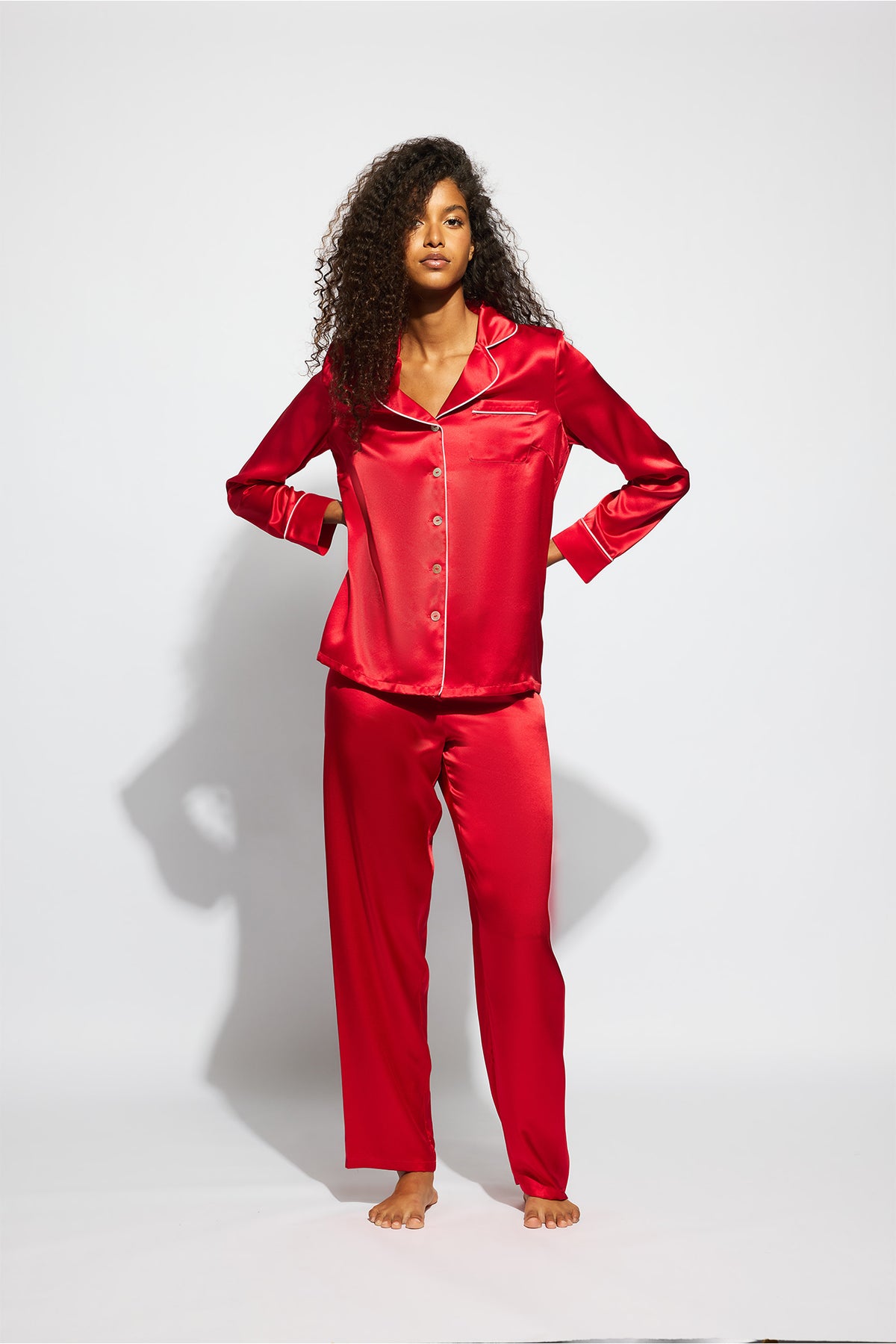 The Fine Finishes Pyjama By GINIA In Chilli Red