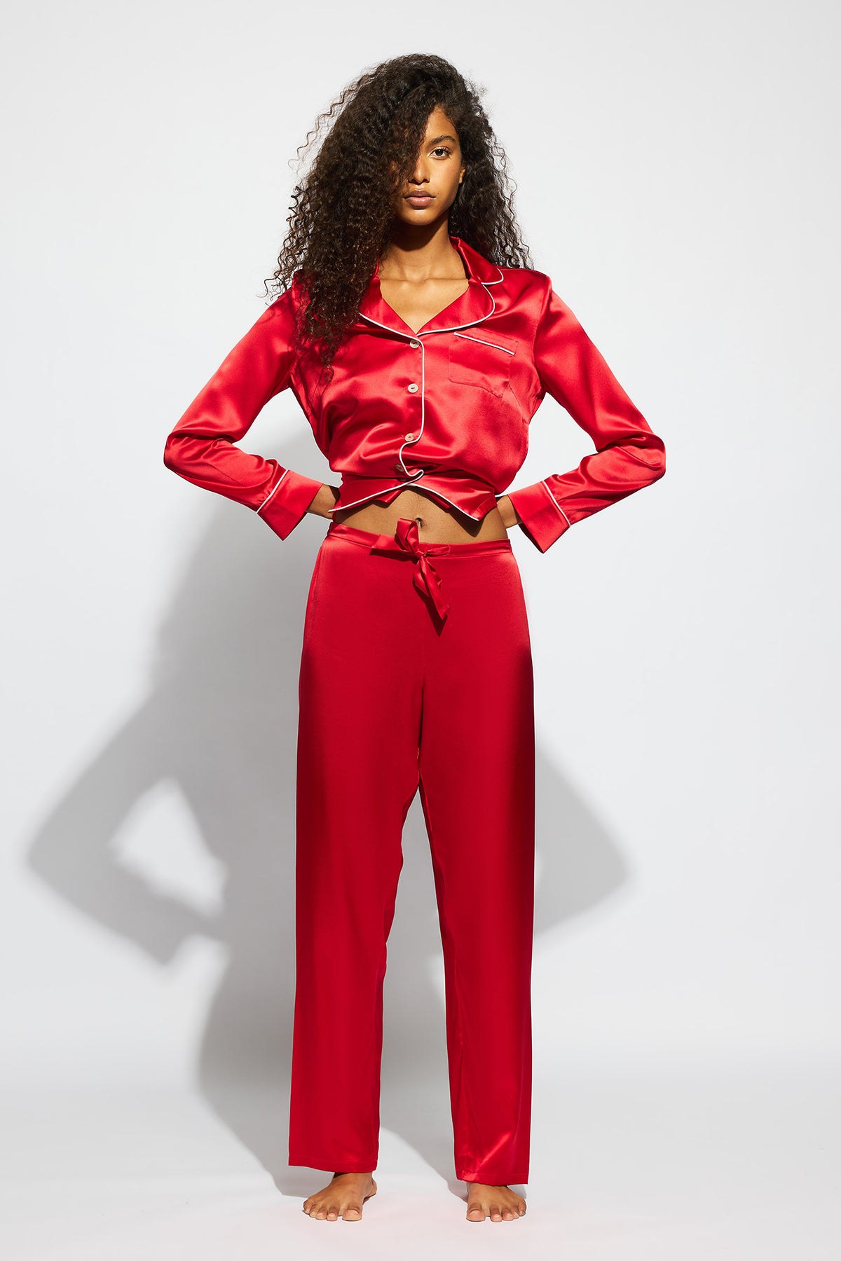 The Fine Finishes Pyjama By GINIA In Chilli Red