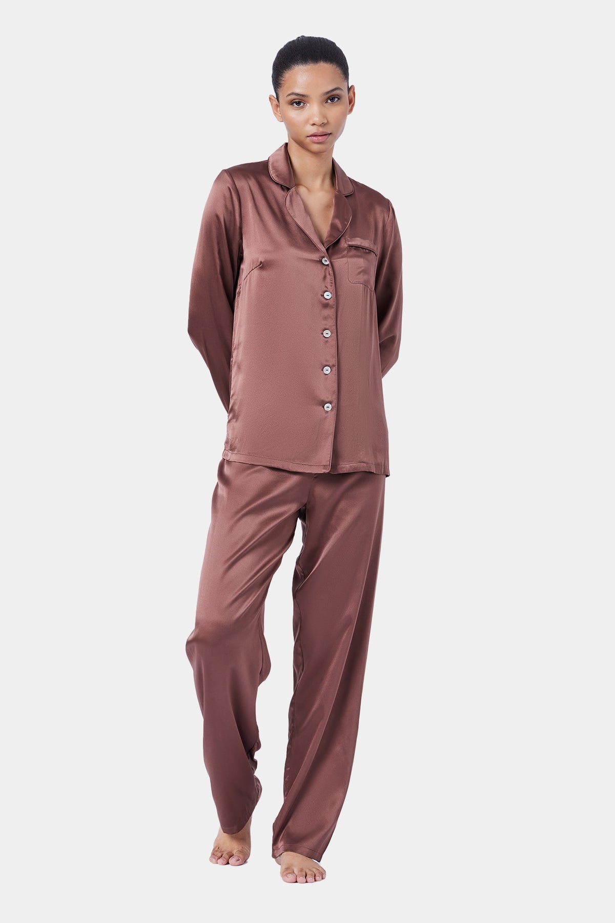 The Fine Finishes Pyjama By GINIA In Milk Chocolate