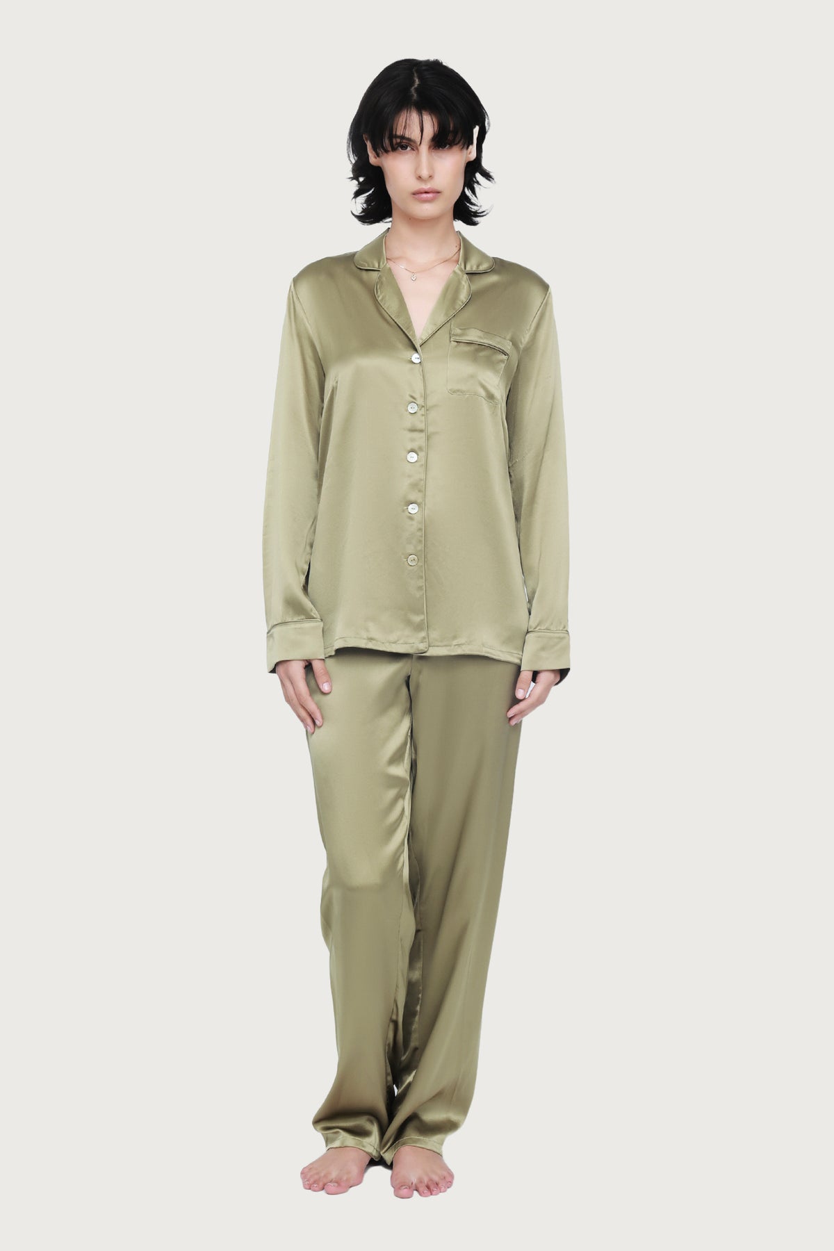 The Fine Finishes Pyjama By GINIA In Khaki