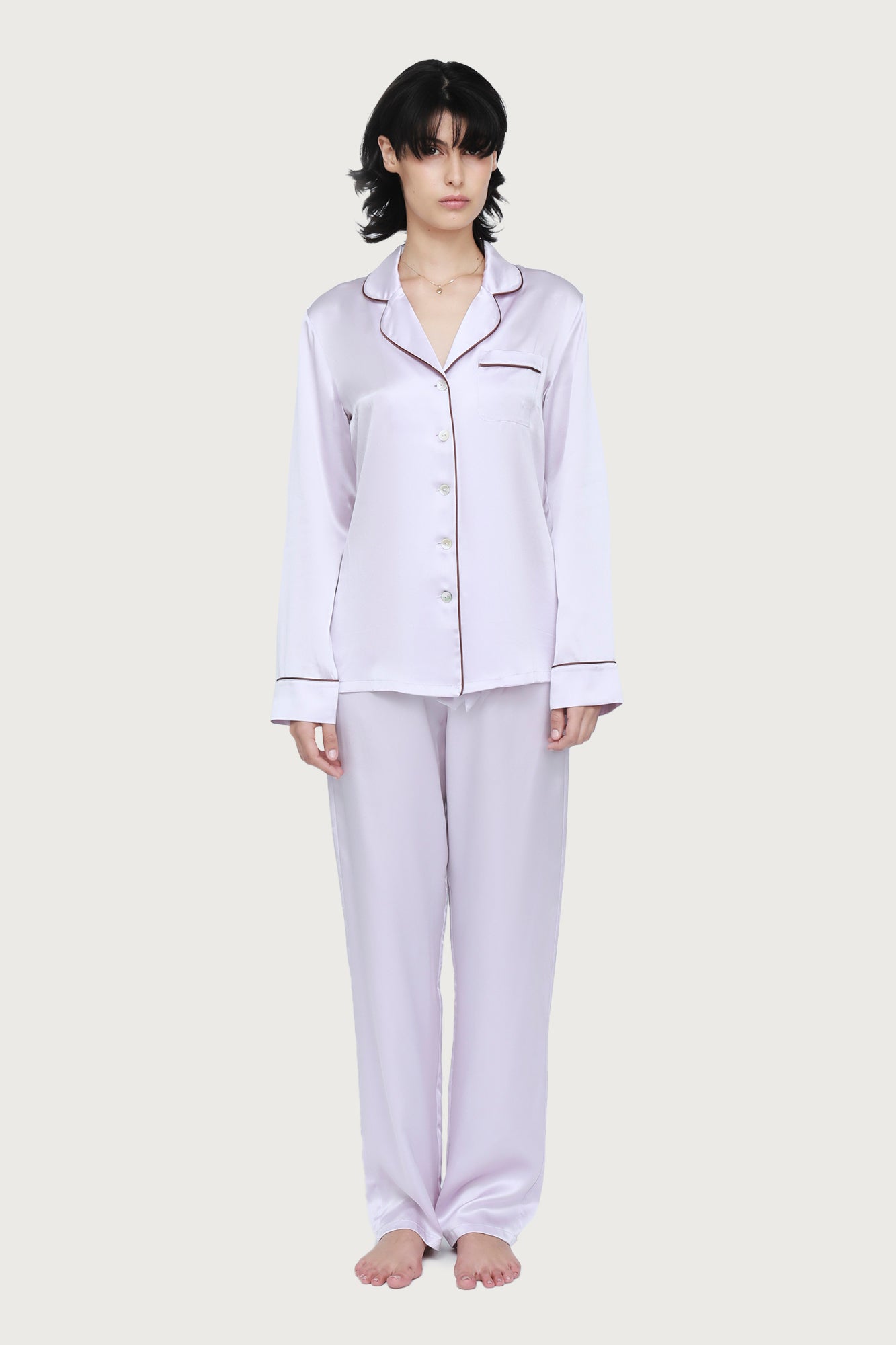 The Fine Finishes Pyjama By GINIA In Lilac Ash