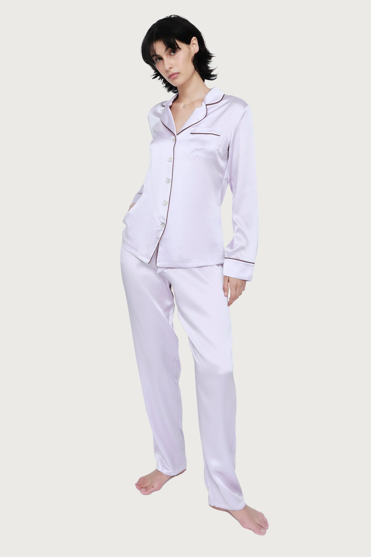 The Fine Finishes Pyjama By GINIA In Lilac Ash