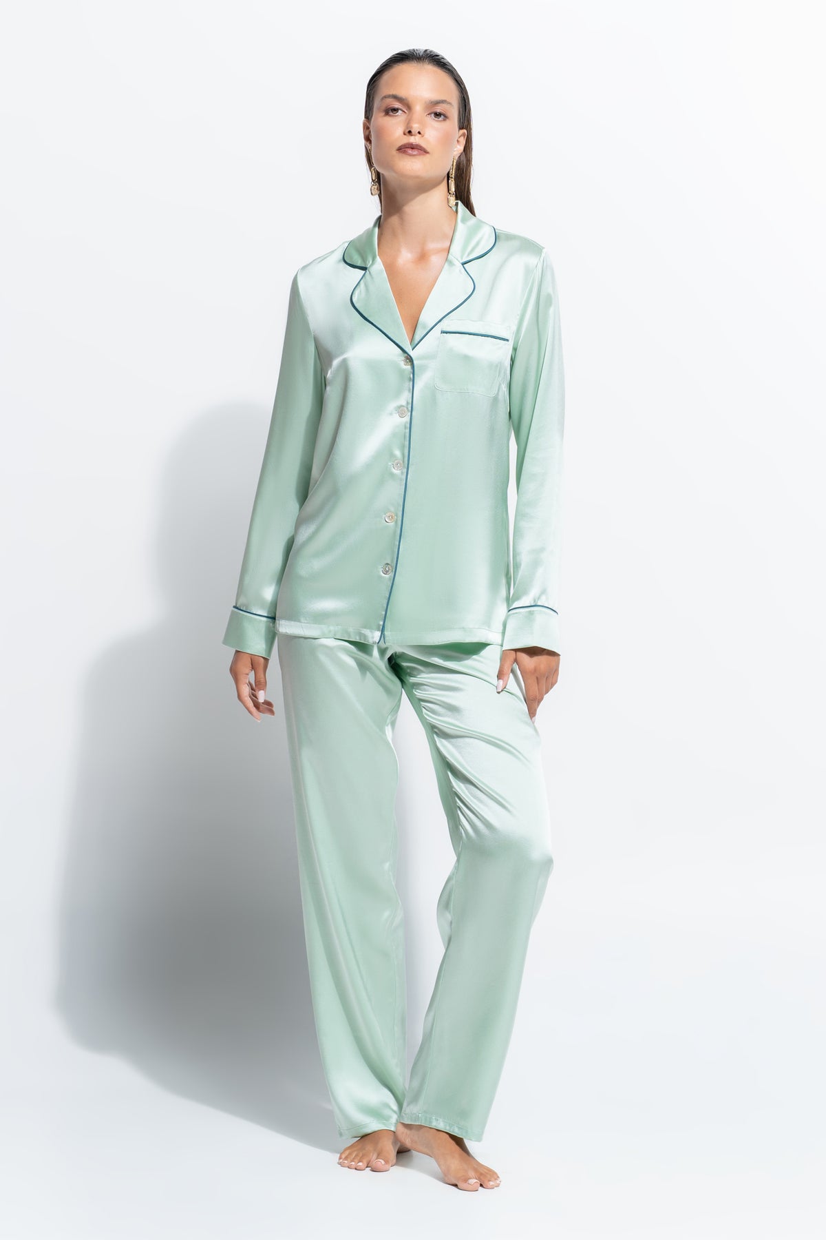 The Fine Finishes Pyjama by Ginia in Matcha