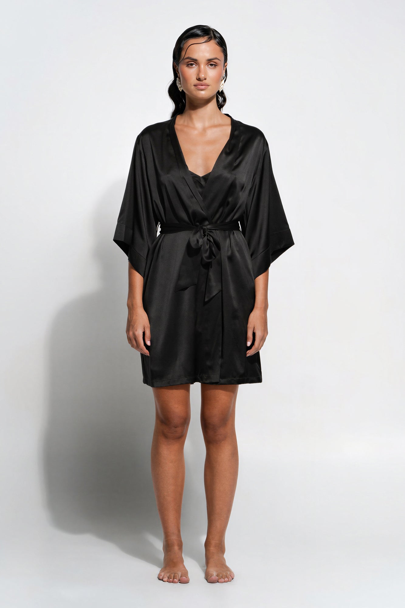 The Silk Wrap Gown By GINIA In Black