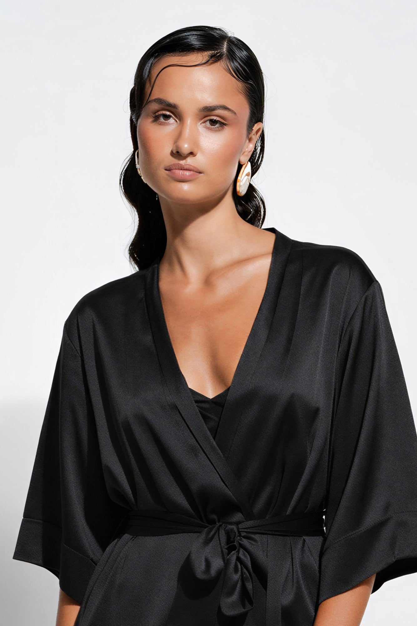 The Silk Wrap Gown By GINIA In Black