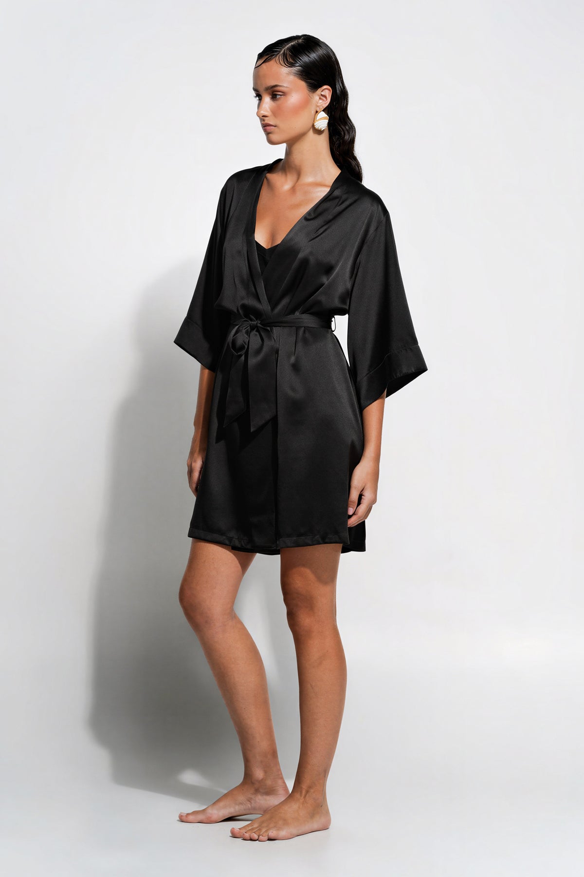 The Silk Wrap Gown By GINIA In Black