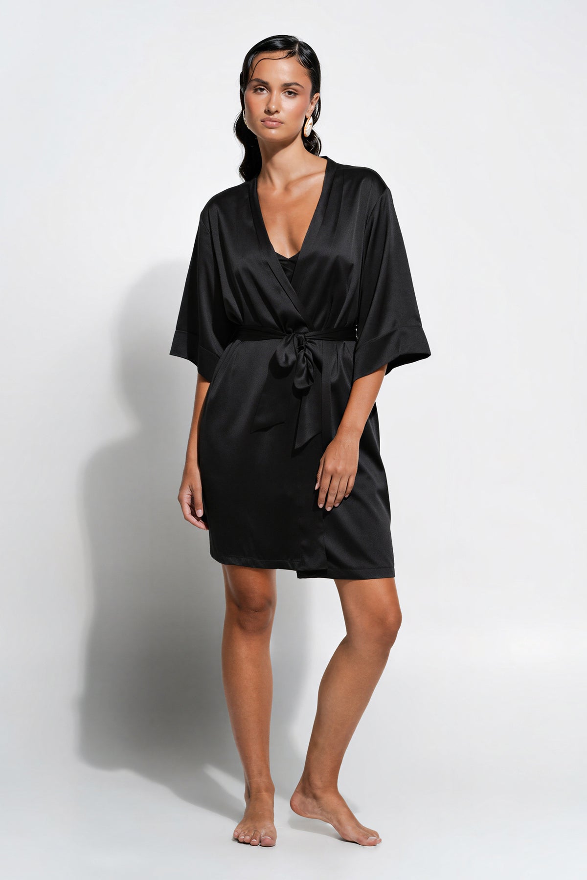 The Silk Wrap Gown By GINIA In Black