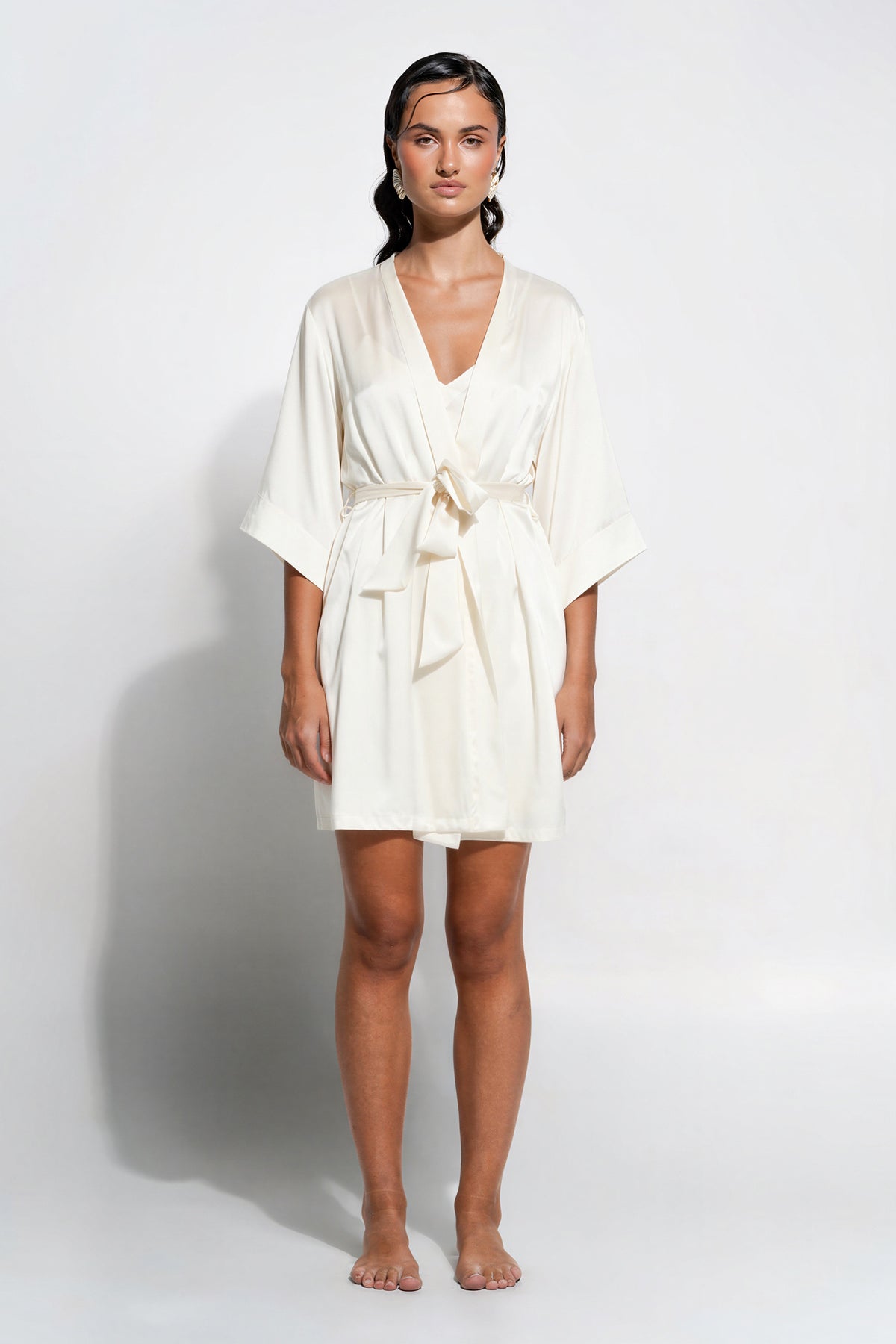 The Silk Wrap Gown By GINIA In Creme