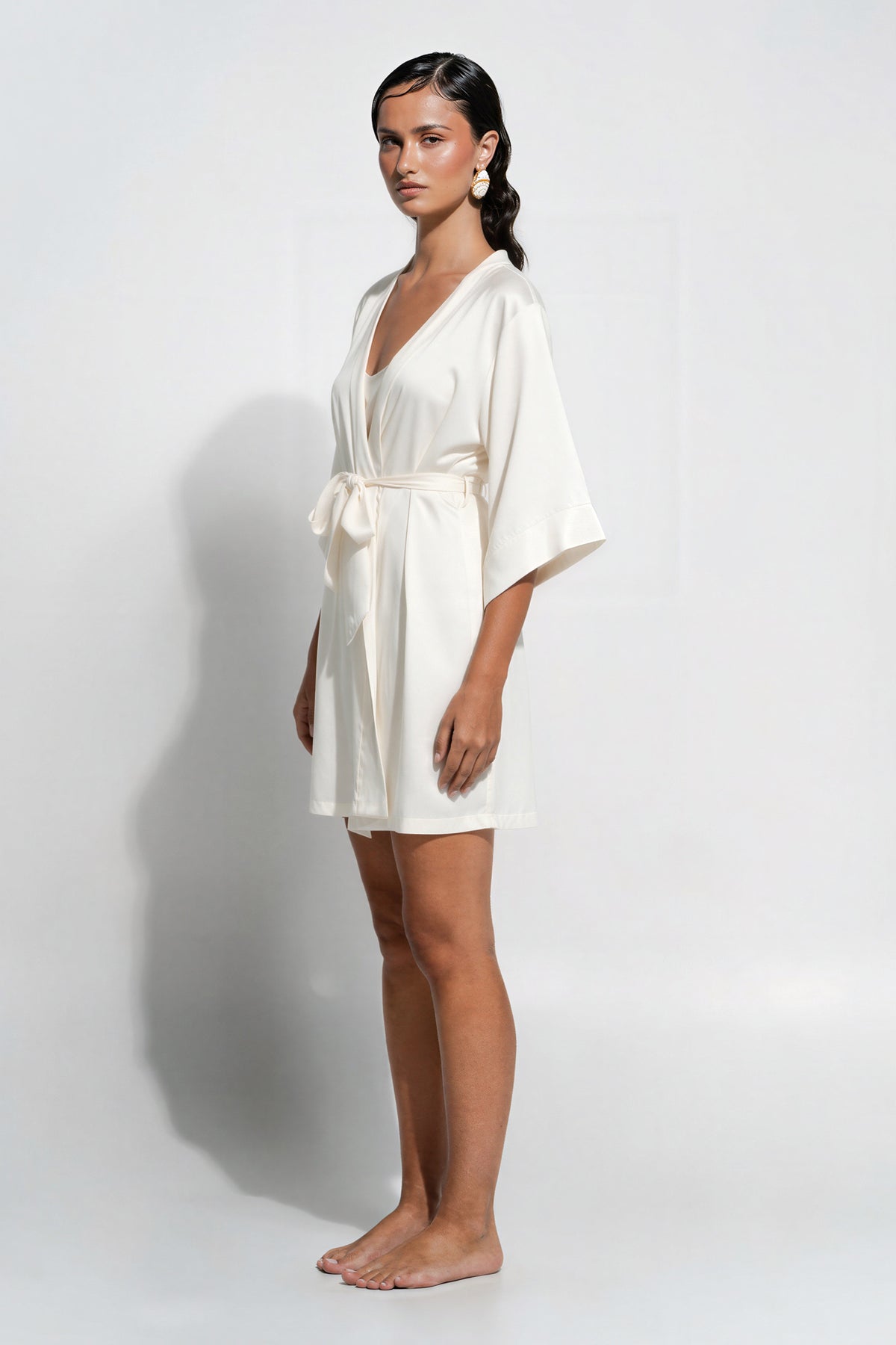 The Silk Wrap Gown By GINIA In Creme