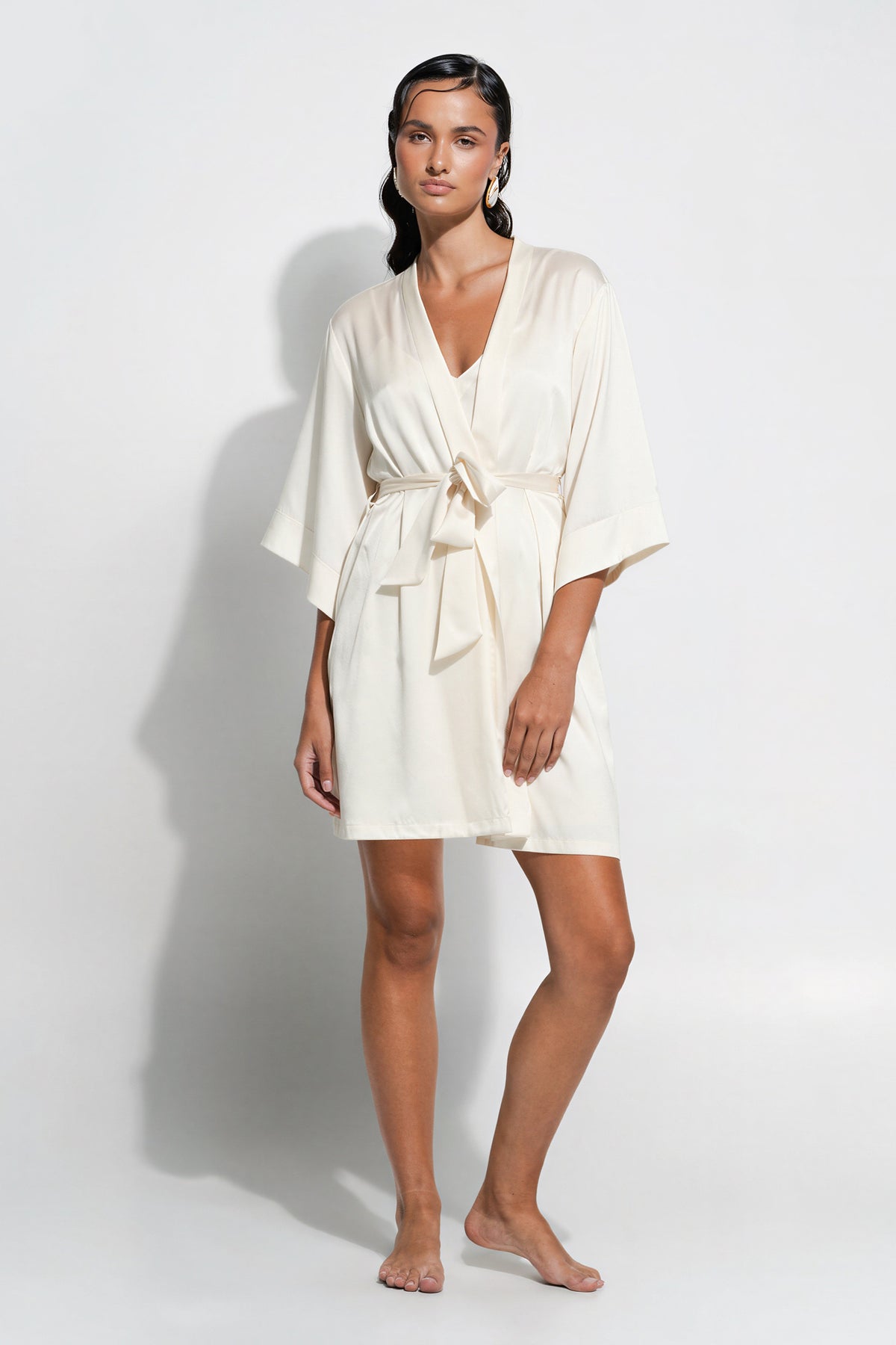 The Silk Wrap Gown By GINIA In Creme