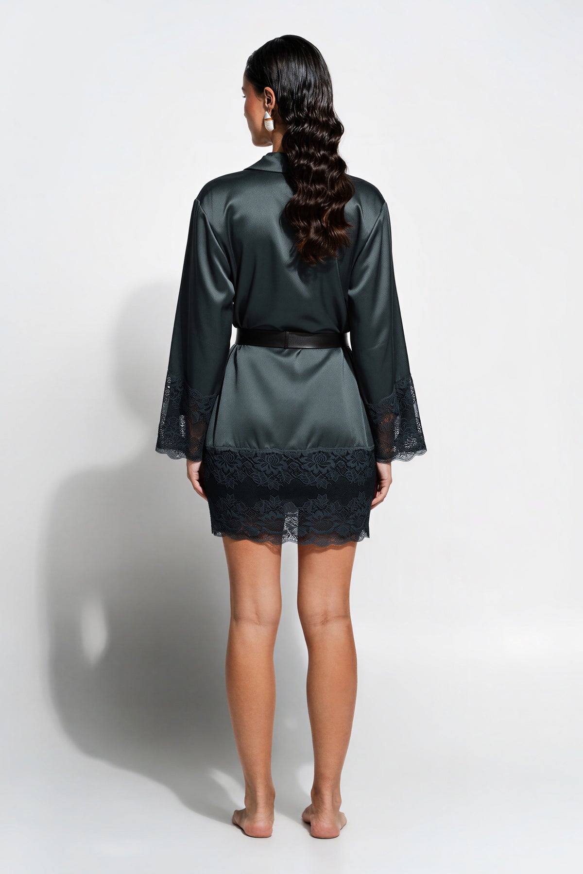 The Silk Lace Robe By GINIA In India Ink