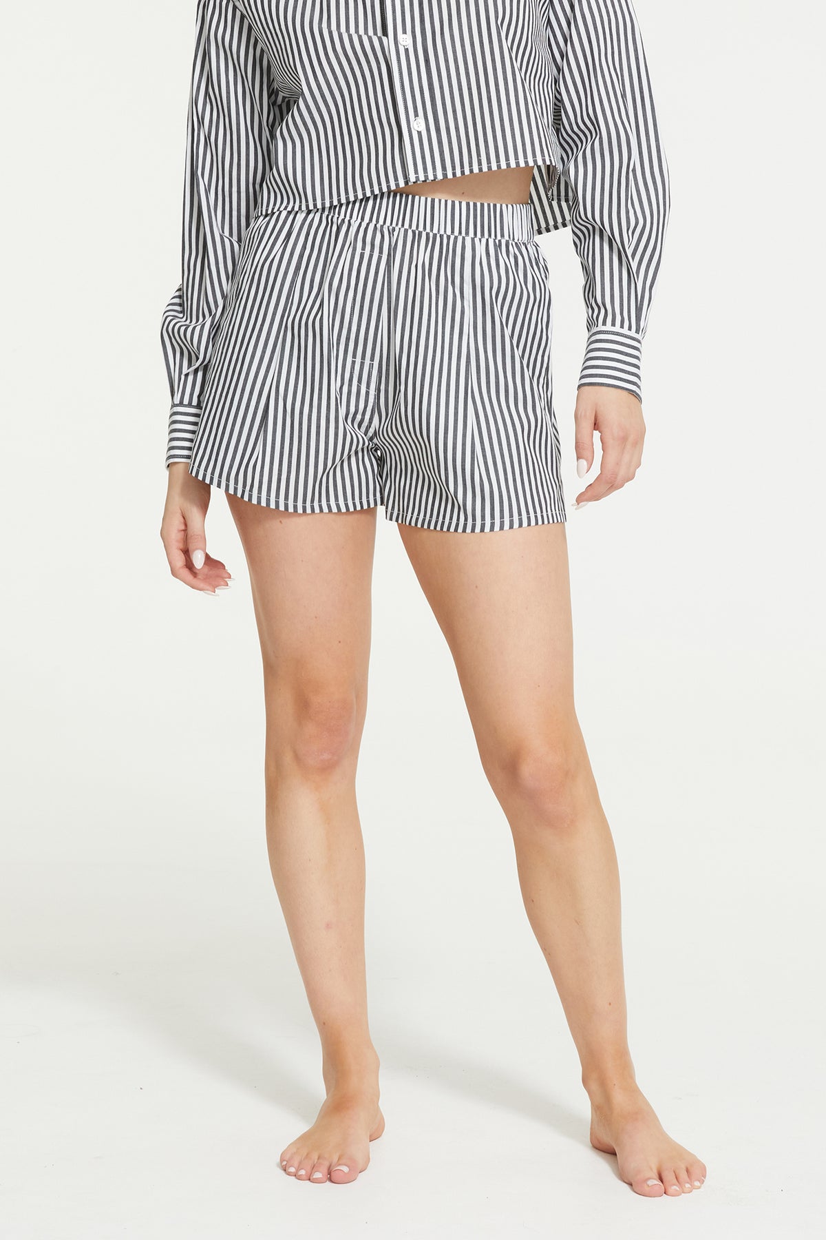 The Franca Stripe Short By GINIA In Black &amp; White Stripe