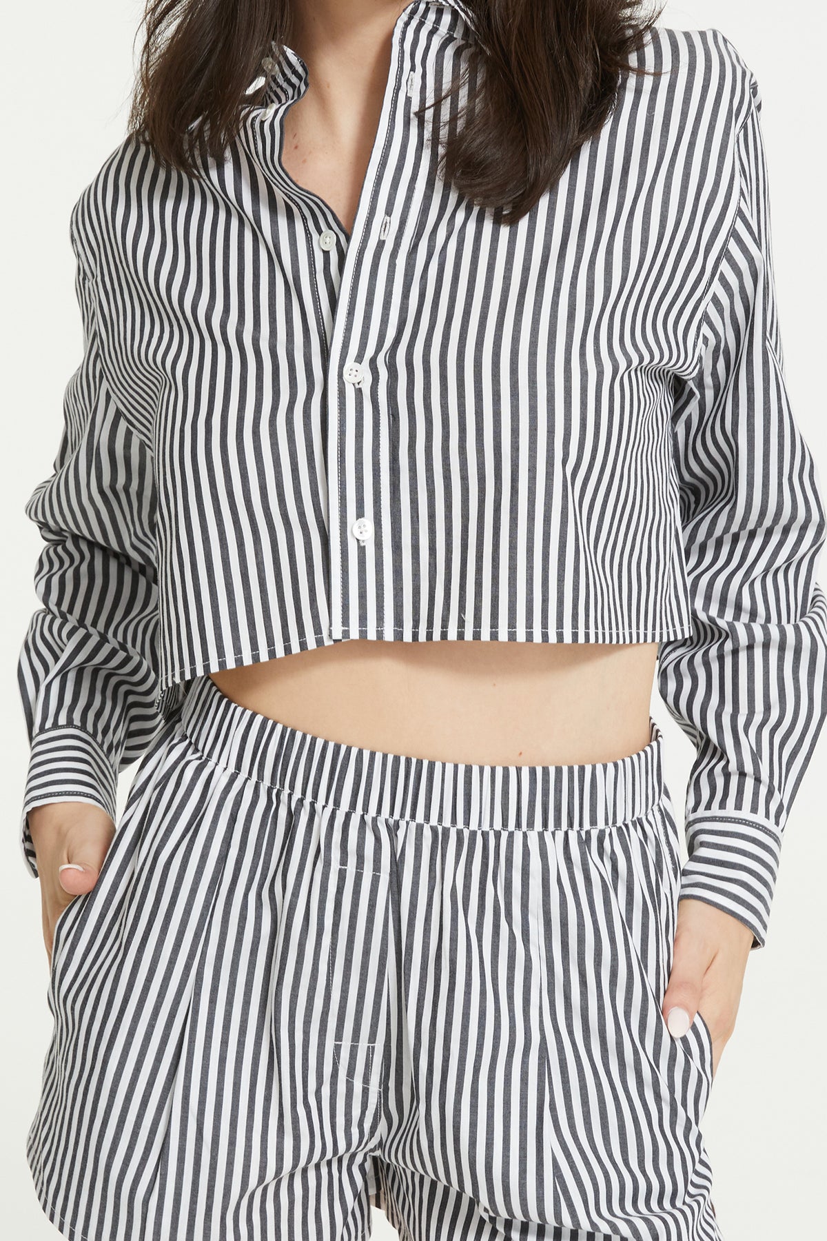 The Franca Stripe Short By GINIA In Black &amp; White Stripe