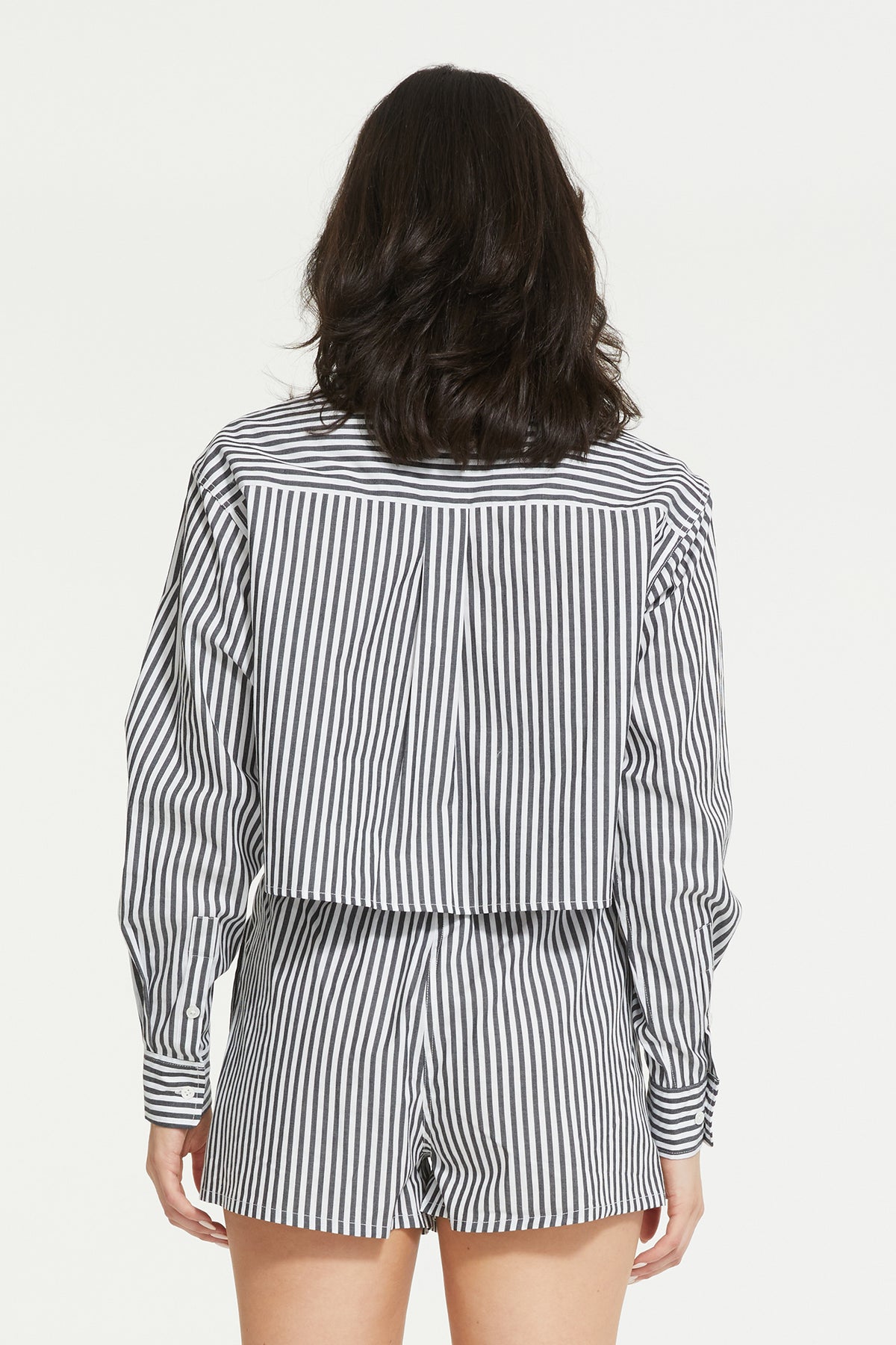 The Franca Stripe Crop Shirt By GINIA In Black &amp; White Stripe