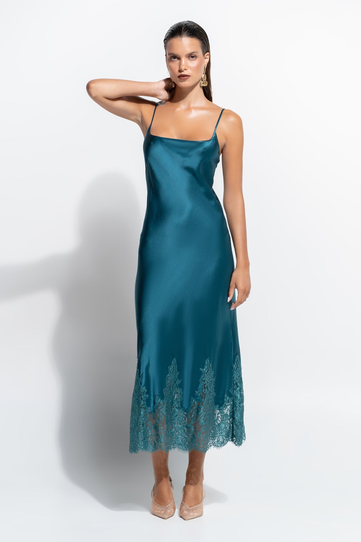 The Bon Nuit Slip by Ginia in Teal